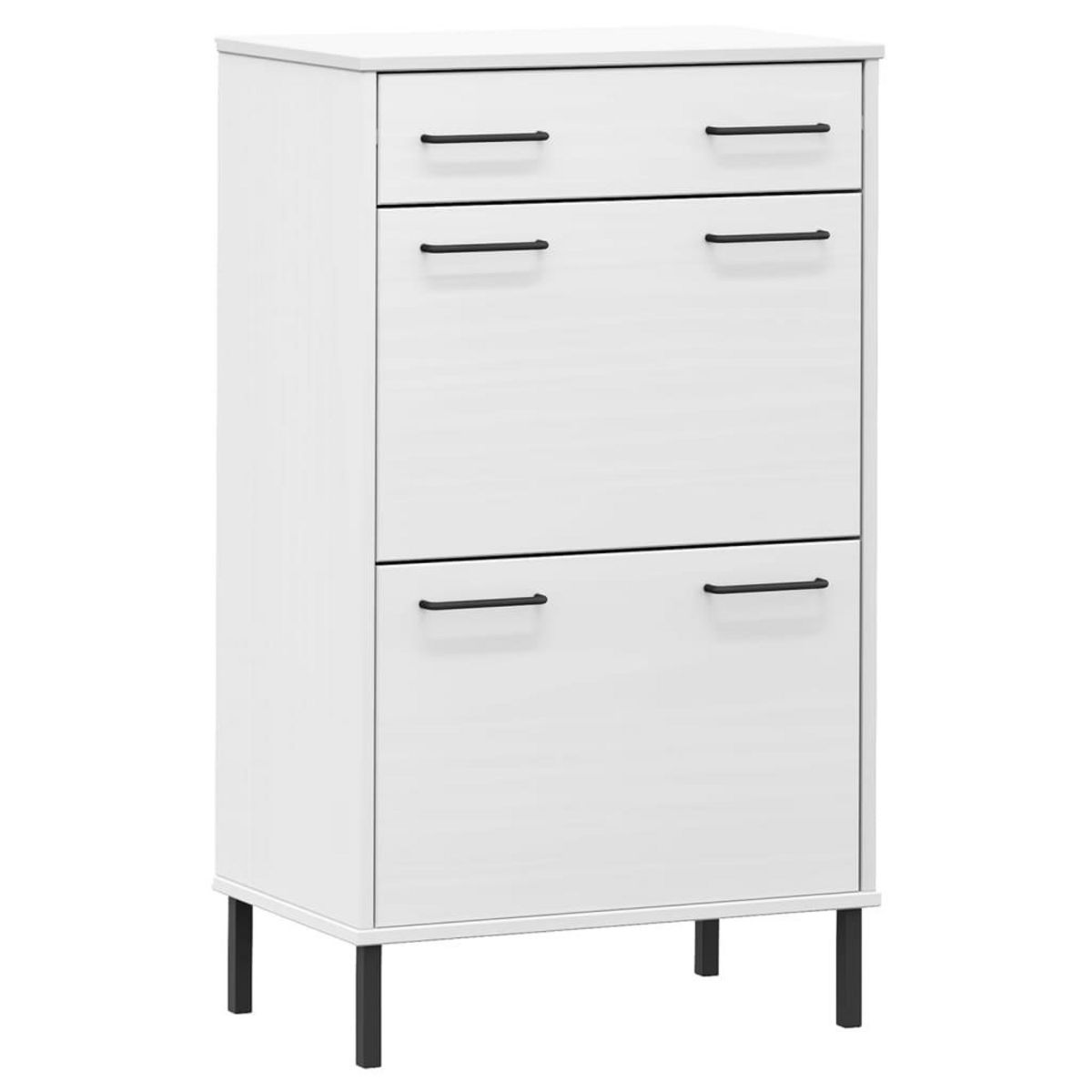 VIDAXL Etagere a chaussures et pieds en metal Blanc Bois de pin OSLO