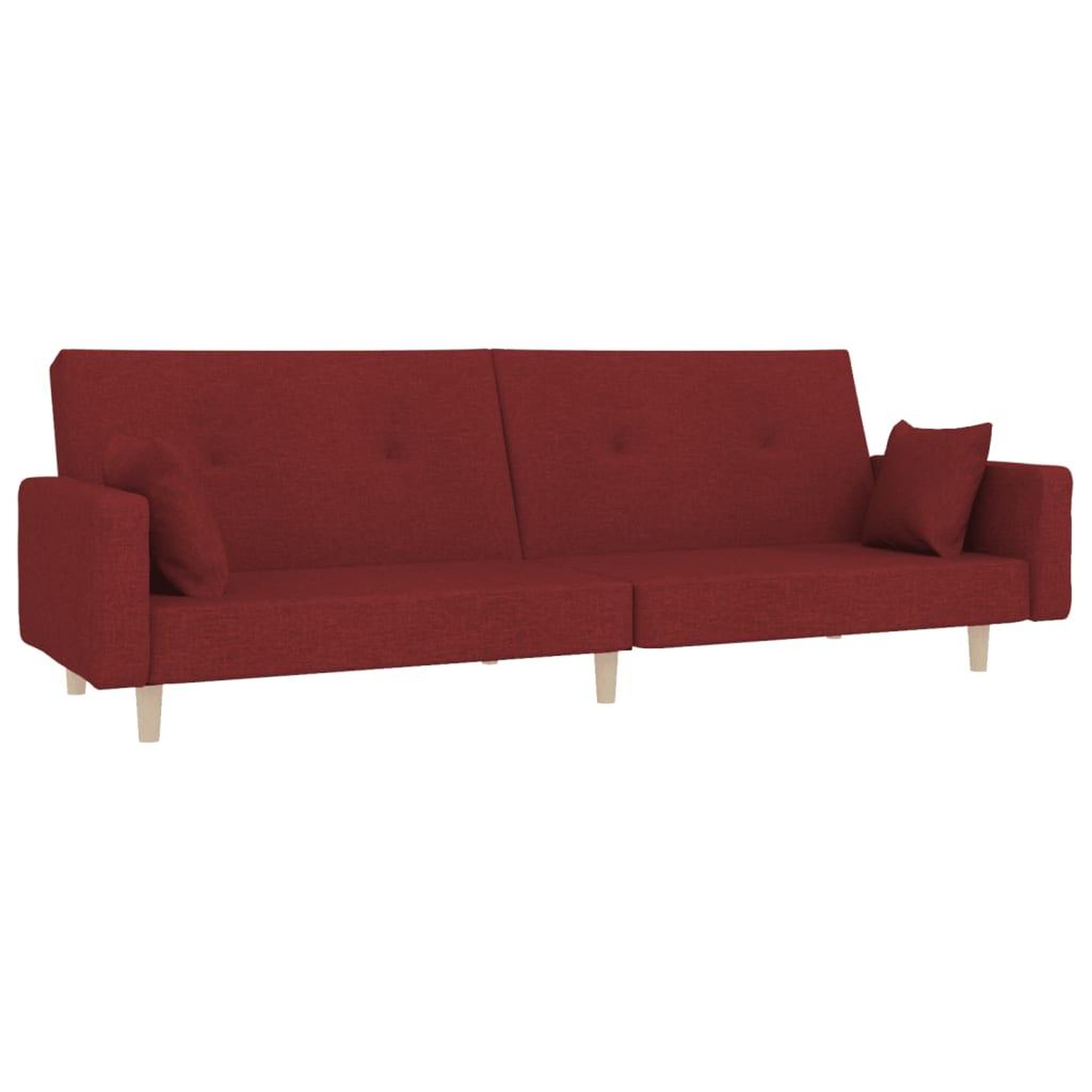 Voir la diapositive 2 : VIDAXL Canape-lit a 2 places avec deux oreillers rouge bordeaux tissu