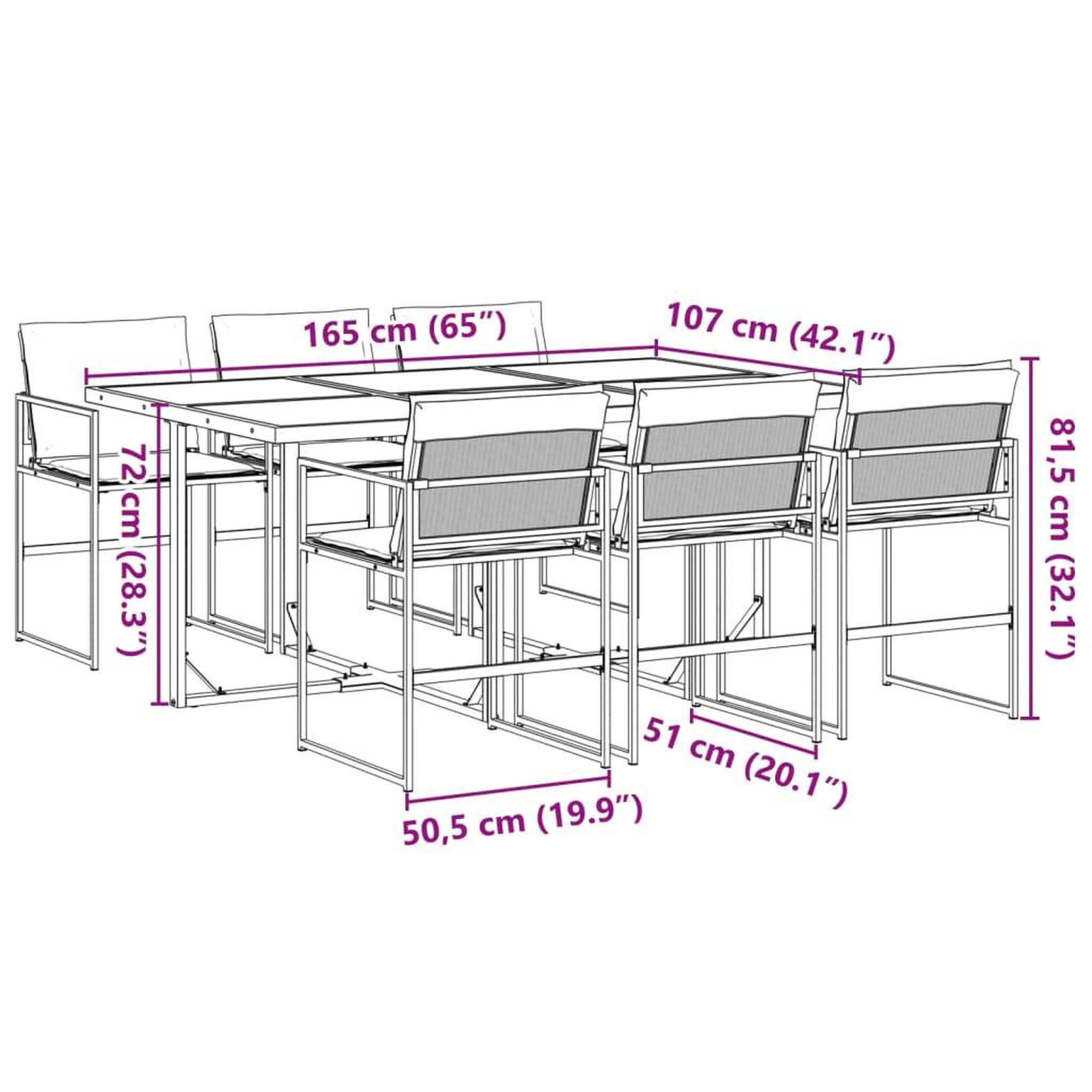 Voir la diapositive 6 : VIDAXL Ensemble a manger de jardin 7 pcs avec coussins noir textilene