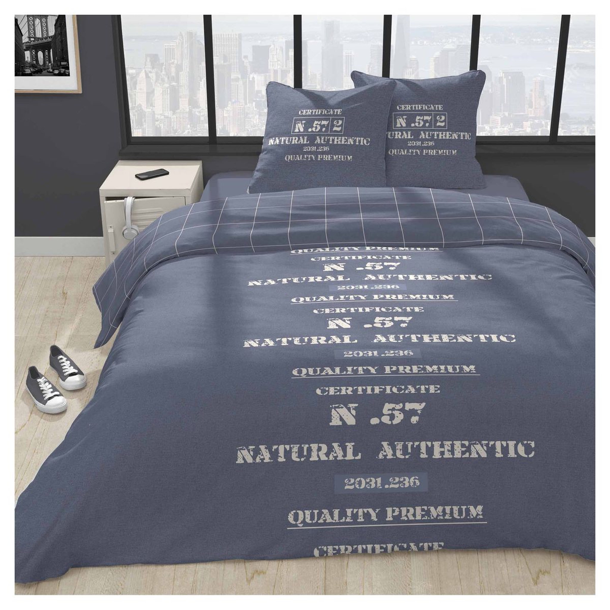 Voir la diapositive 1 : Parure housse de couette en coton 57 fils  CERTIFICATE