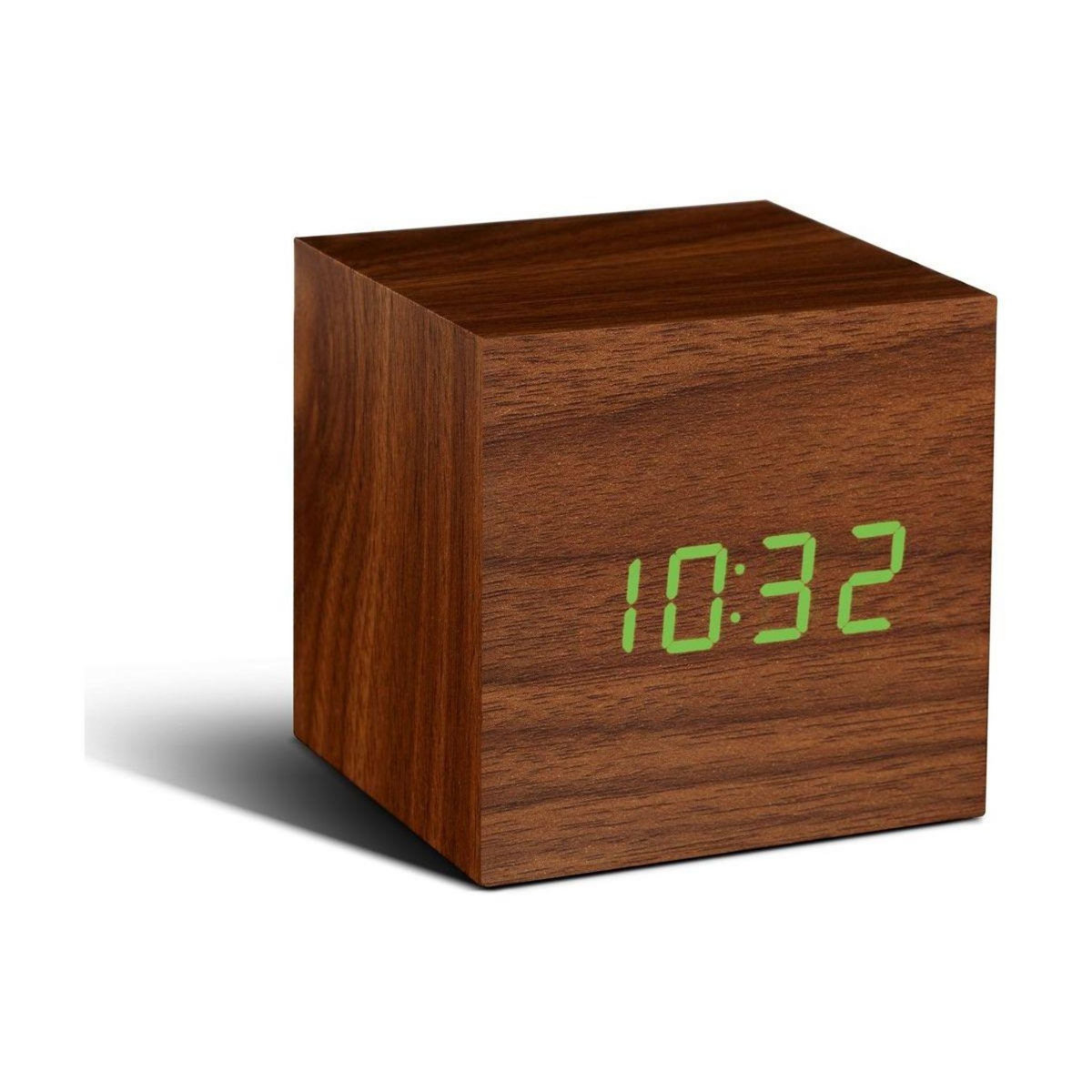 Gingko Radio réveil Cube Click Clock - LED Noyer / Vert
