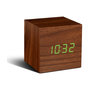 Voir la diapositive 1 : Gingko Radio réveil Cube Click Clock - LED Noyer / Vert