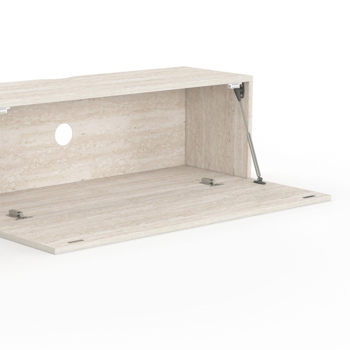 ID MARKET Meuble TV 180 cm suspendu ELIO 2 portes bois effet travertin