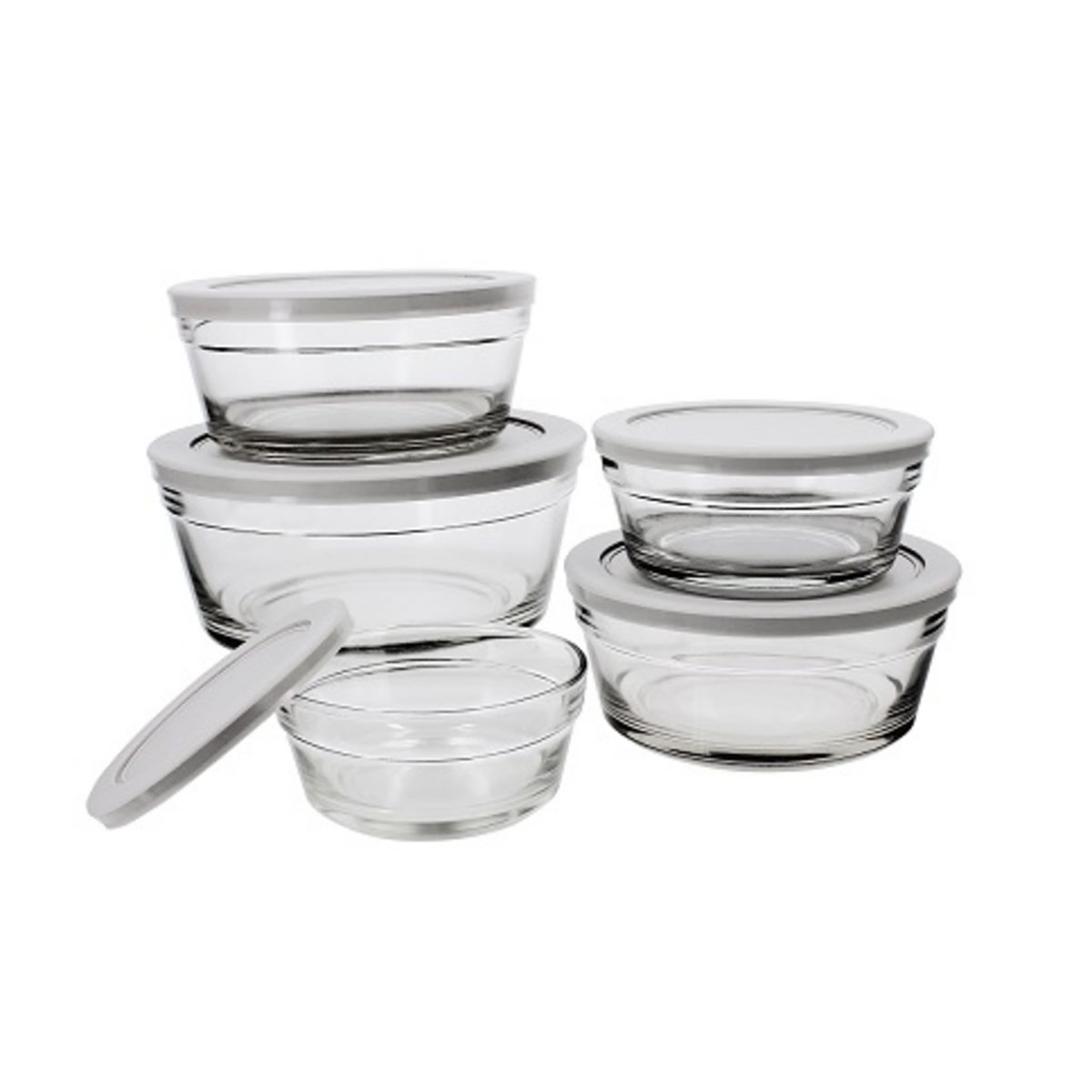 Lot De 5 Bols/saladiers En Verre Transparent - Résistants, Passe Au Micro-ondes