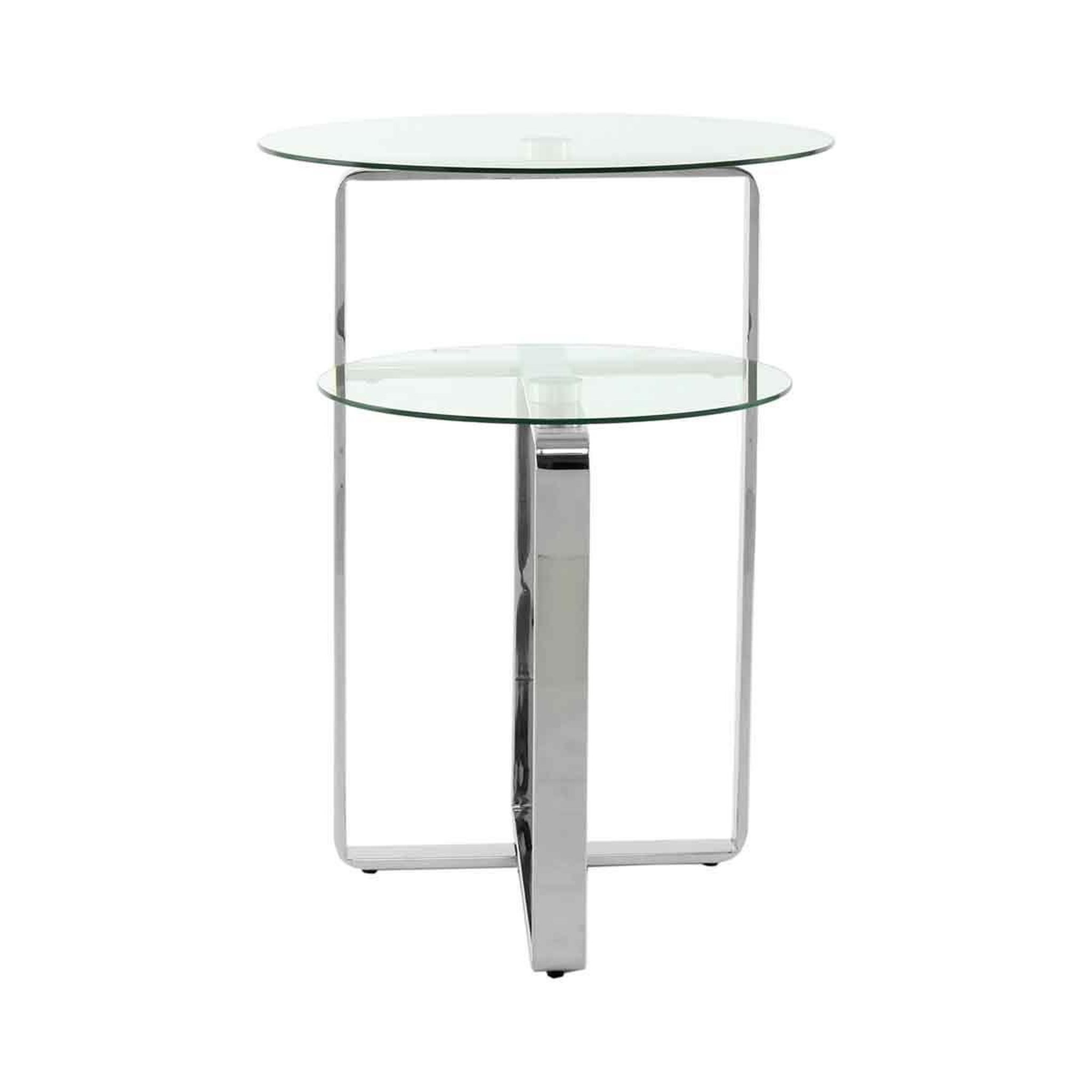 Voir la diapositive 2 : Paris Prix Table d'Appoint 2 Plateaux Design  Katris  60cm Argent