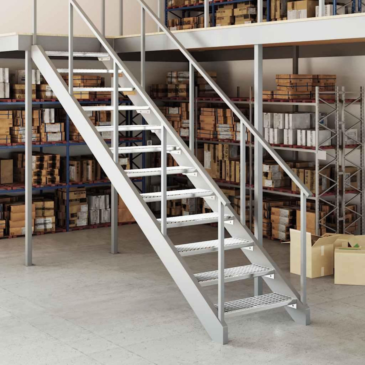 VIDAXL Escalier en caillebotis 70x24x7 cm acier galvanise