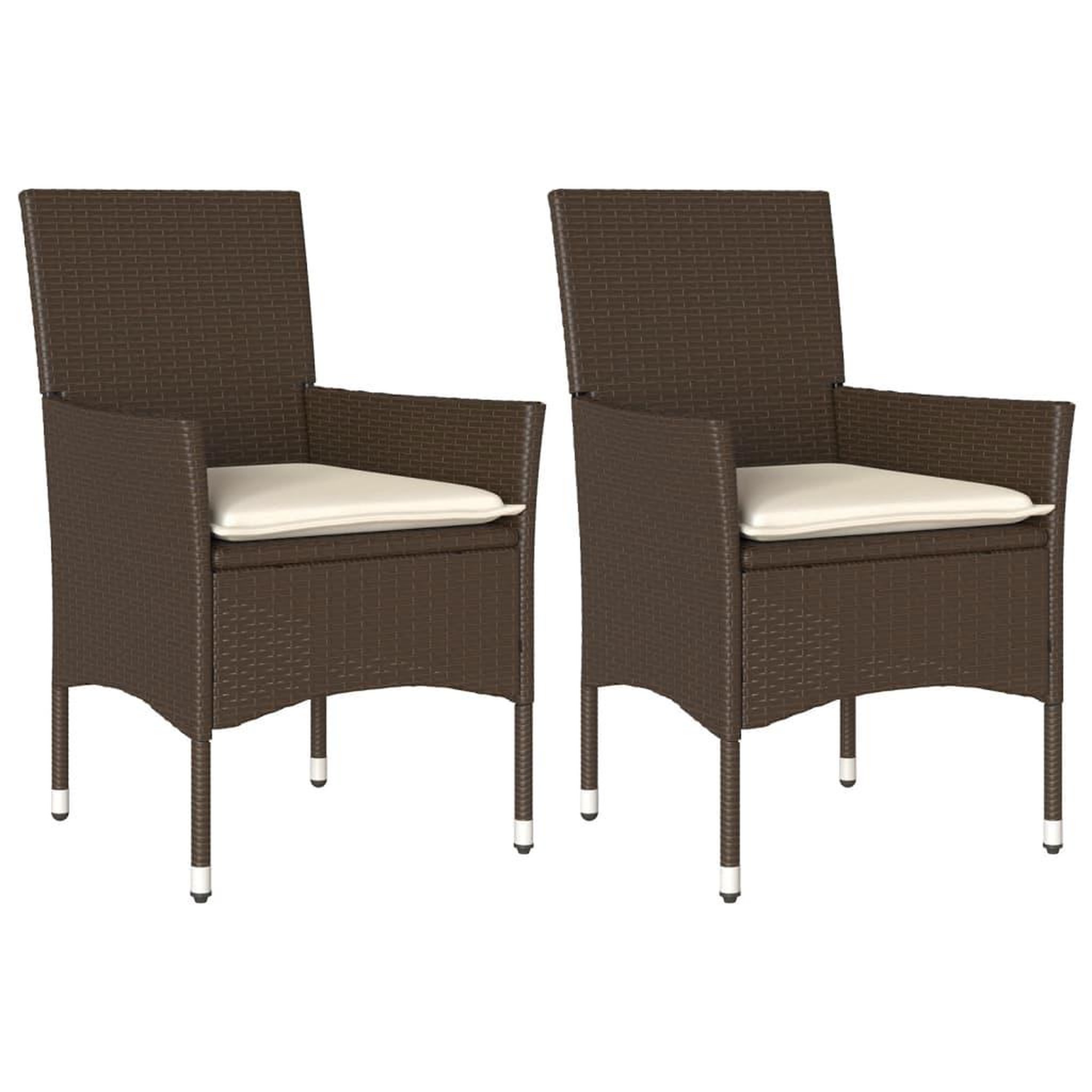 Voir la diapositive 2 : VIDAXL Chaises de jardin avec coussins lot de 2 marron resine tressee