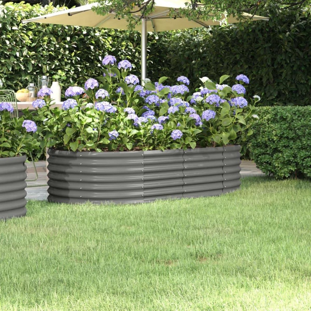 VIDAXL Lit sureleve de jardin Acier enduit de poudre 152x80x36 cm gris