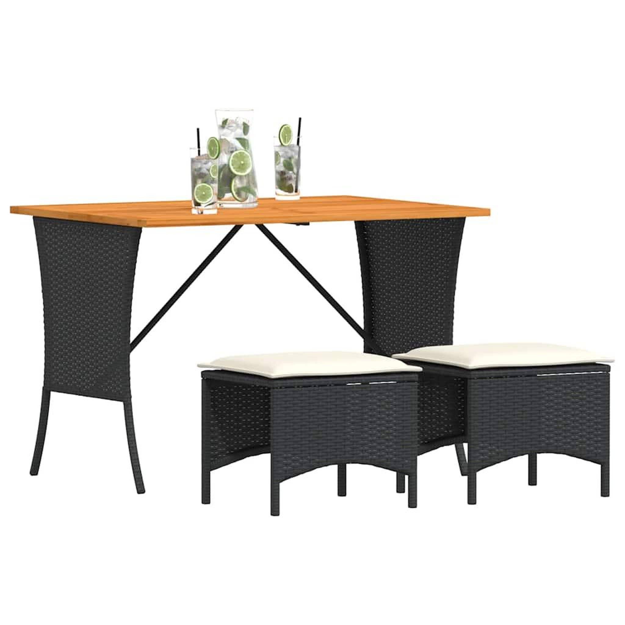 Voir la diapositive 4 : VIDAXL Ensemble a manger de jardin avec coussins 3 pcs Noir