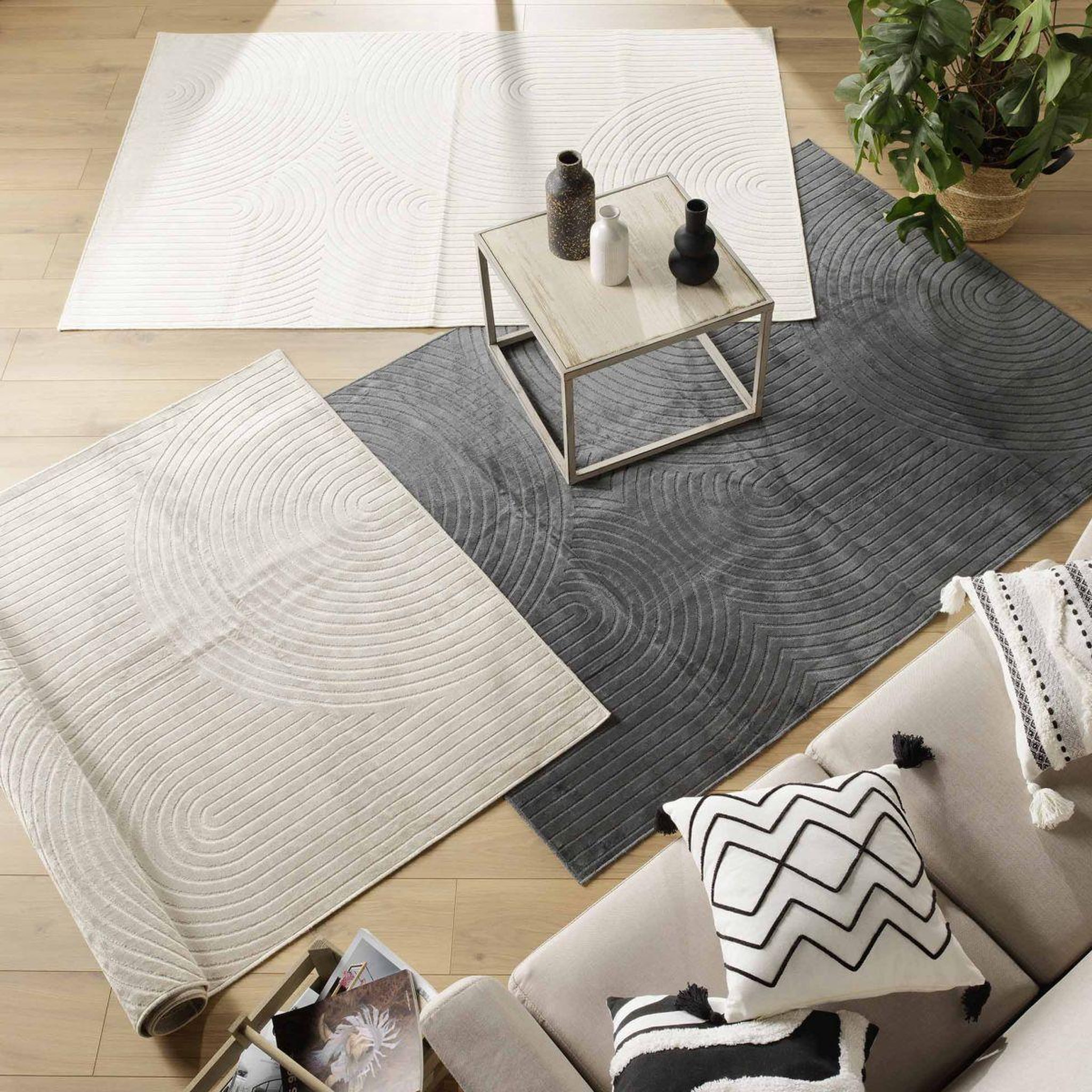 Voir la diapositive 4 : Douceur d'Intérieur Tapis déco imprimé  géode  140x200cm naturel