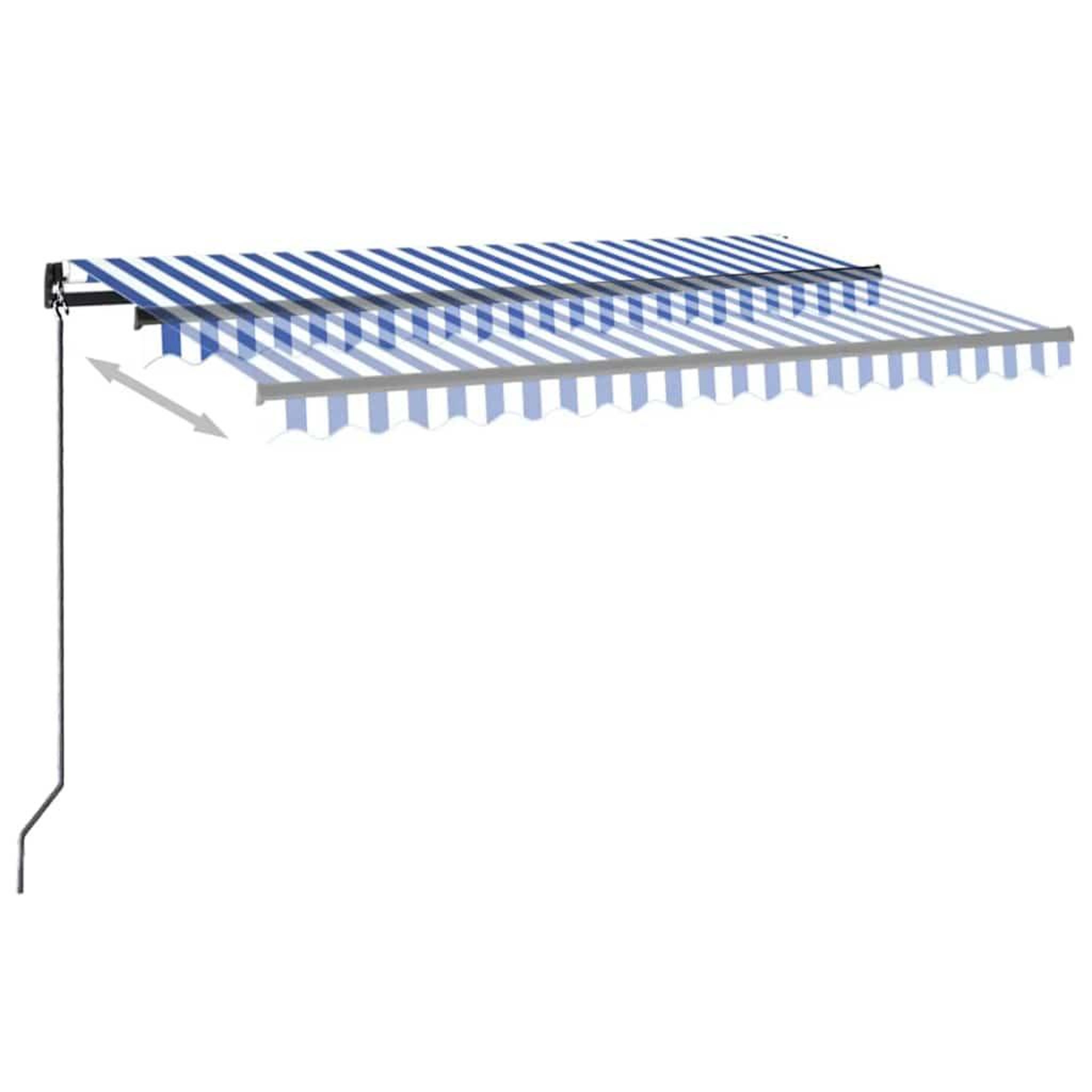 Voir la diapositive 3 : VIDAXL Auvent manuel retractable avec LED 450x300 cm Bleu et blanc