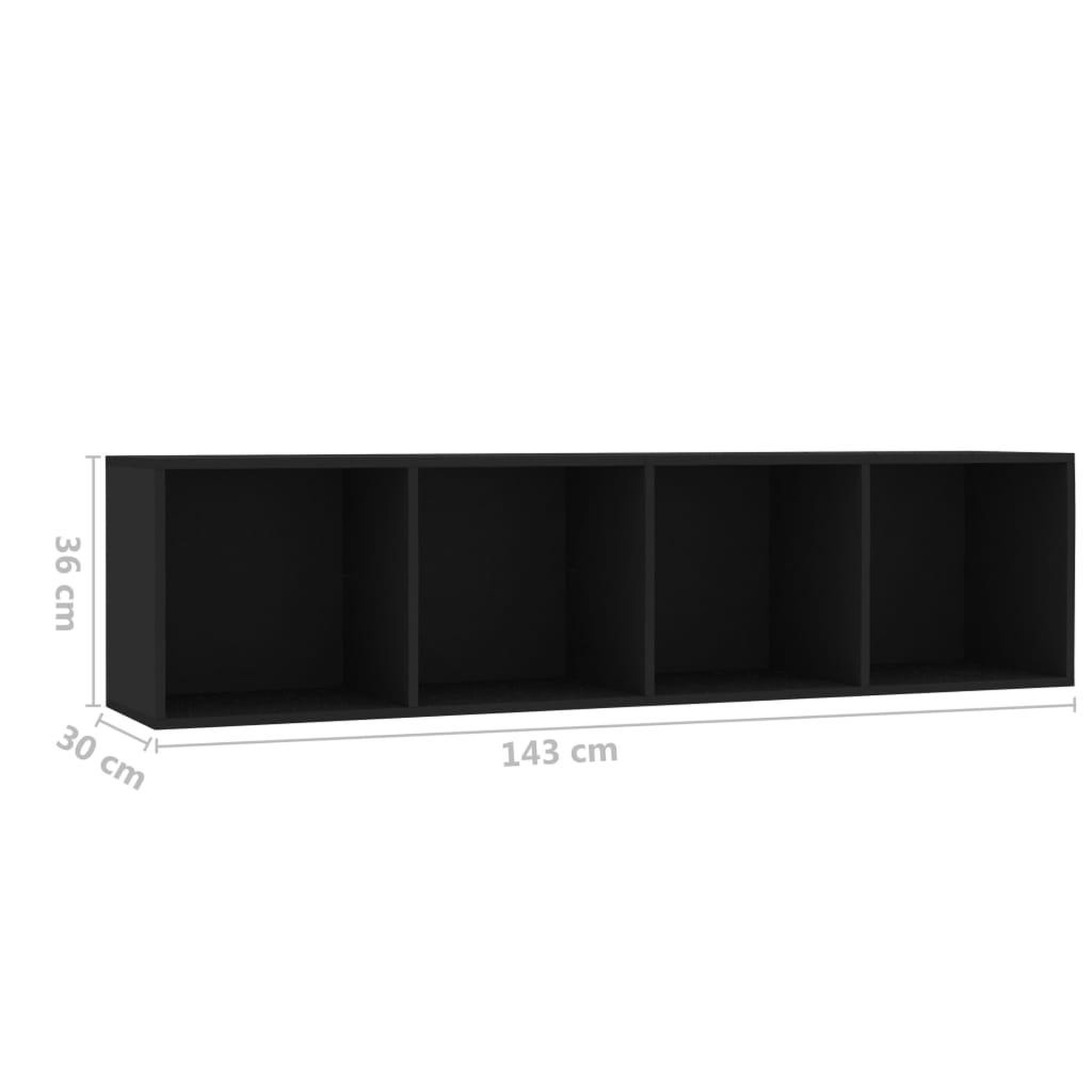 Voir la diapositive 6 : VIDAXL Bibliotheque/Meuble TV Noir 143x30x36 cm