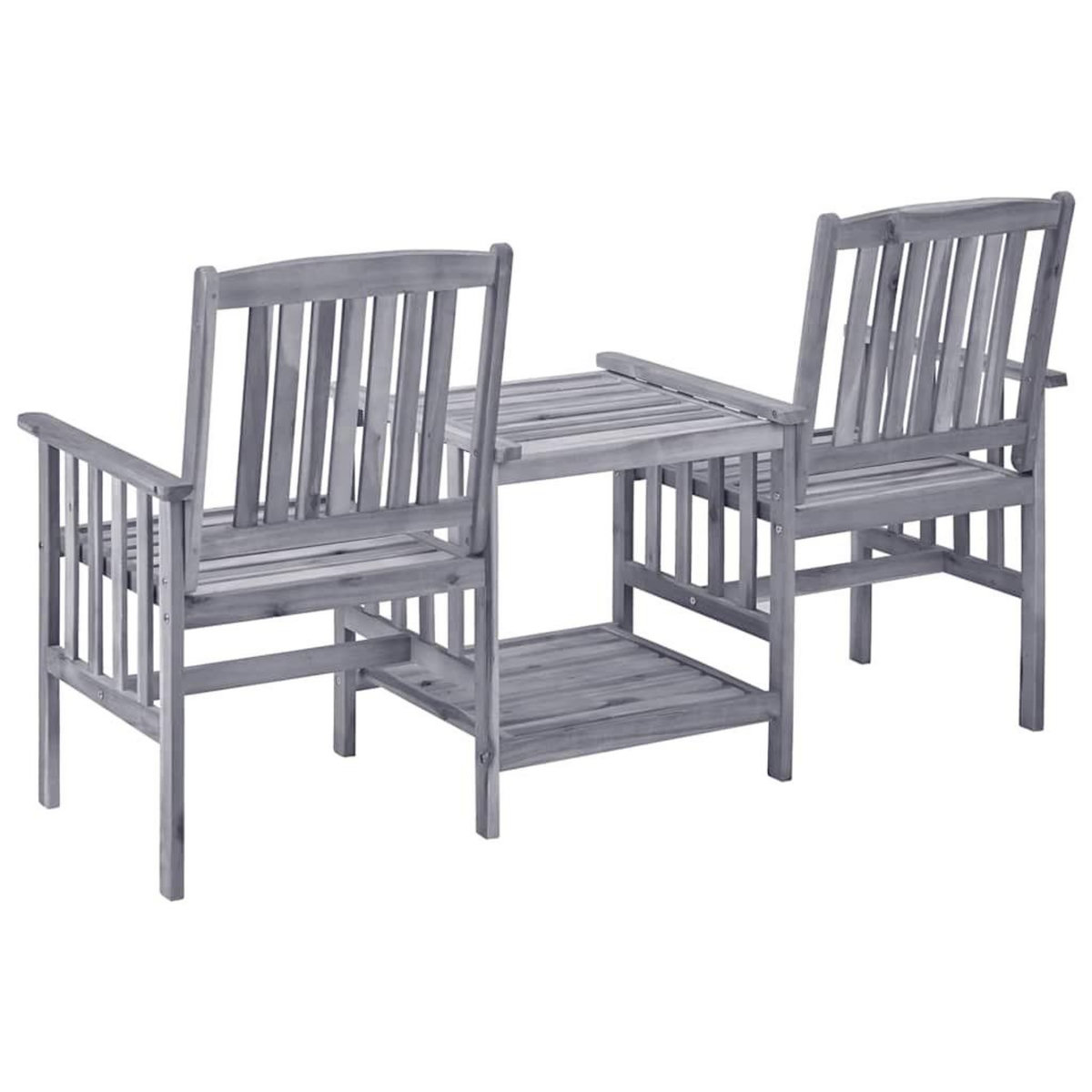 VIDAXL Chaises de jardin avec table a the et coussins Acacia solide