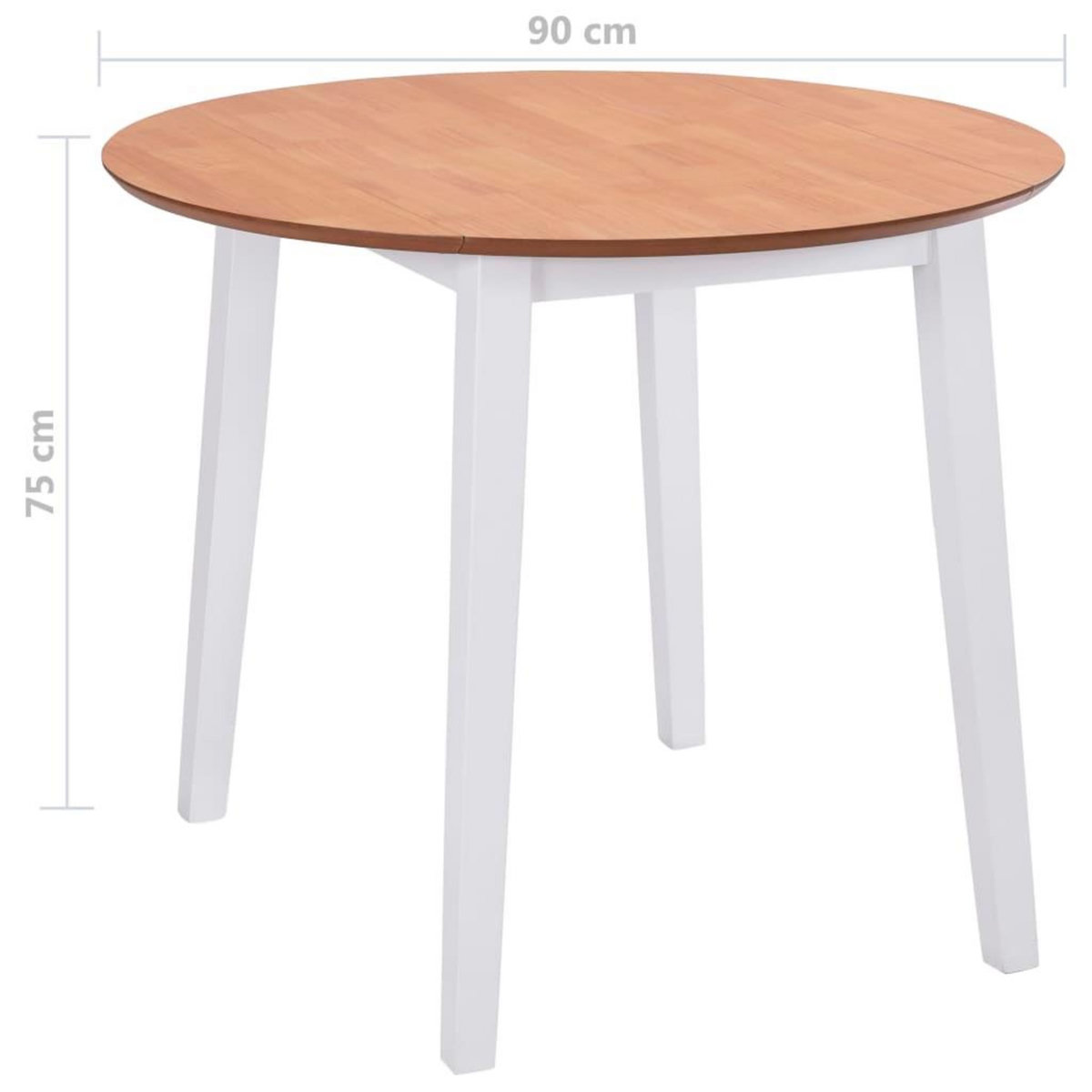 VIDAXL Table a manger ronde a abattant MDF blanc