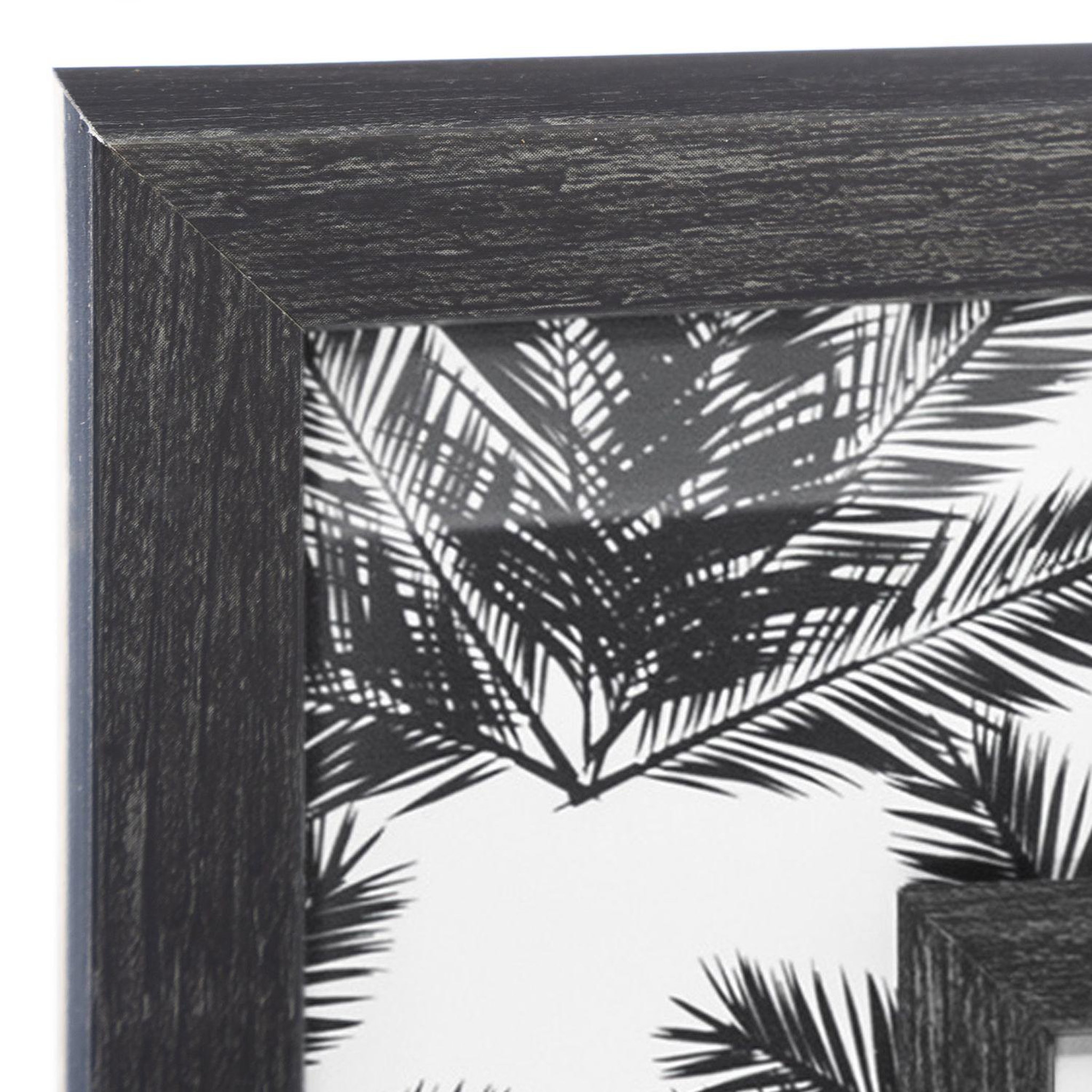 Voir la diapositive 2 : ATMOSPHERA Pêle-mêle 4 photos en relief imprimé palmier noir et blanc- 46 x 46 cm