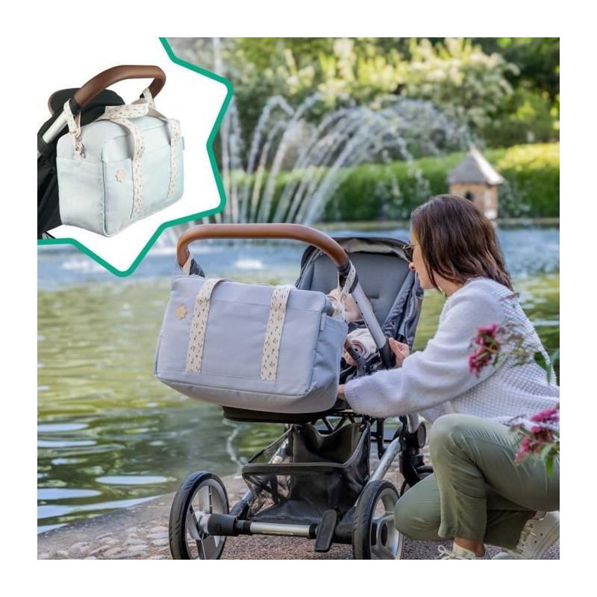 Voir la diapositive 5 : BADABULLE Badabulle Sac a langer Bowling - Grande Contenance 20L - Plan a langer et Attaches-poussette inclus, Gris