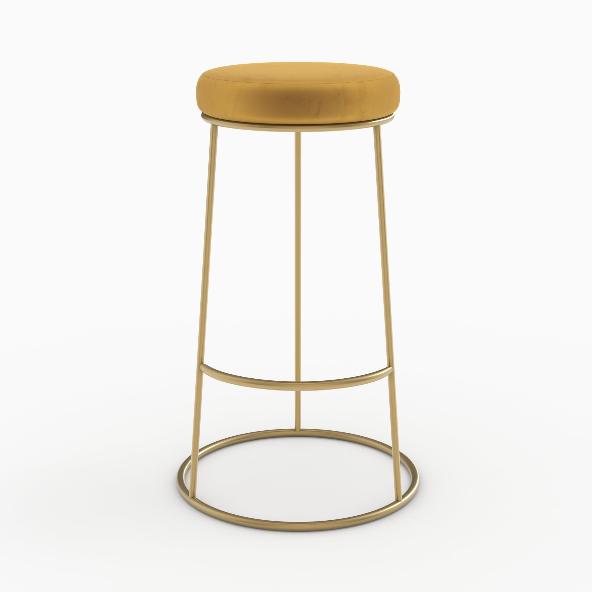 Voir la diapositive 6 : MAISON PAVANE Lot de 2 tabourets de bar 73 cm en velours jaune curry-kendal