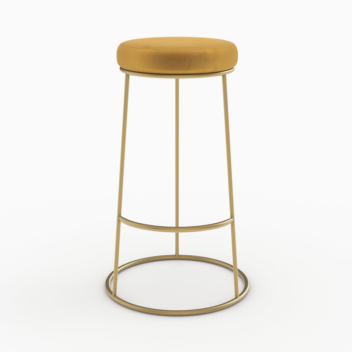 Rendez vous déco Lot de 2 tabourets de bar 73 cm en velours jaune curry-Kendal