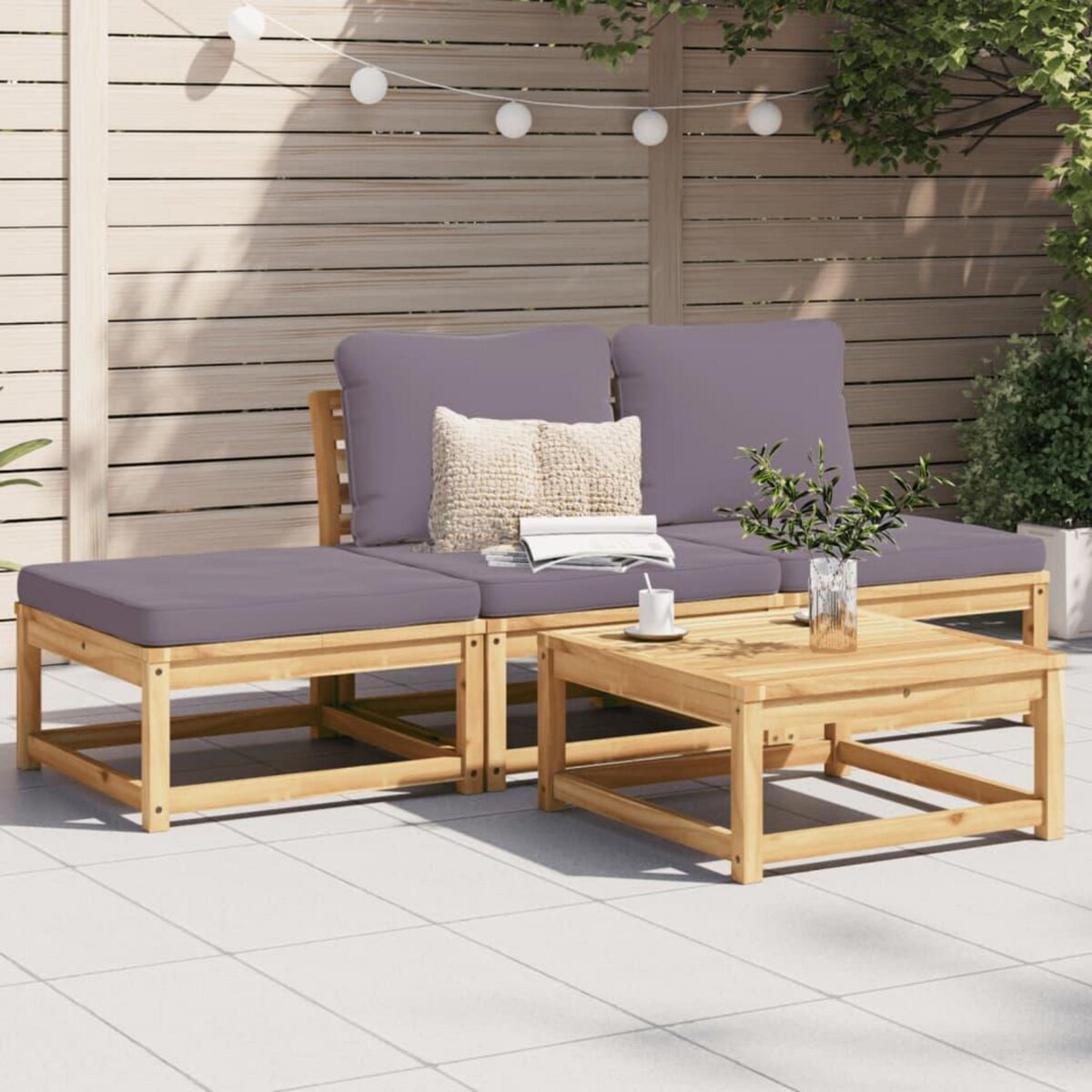 VIDAXL Salon de jardin 4 pcs avec coussins Bois d'acacia solide