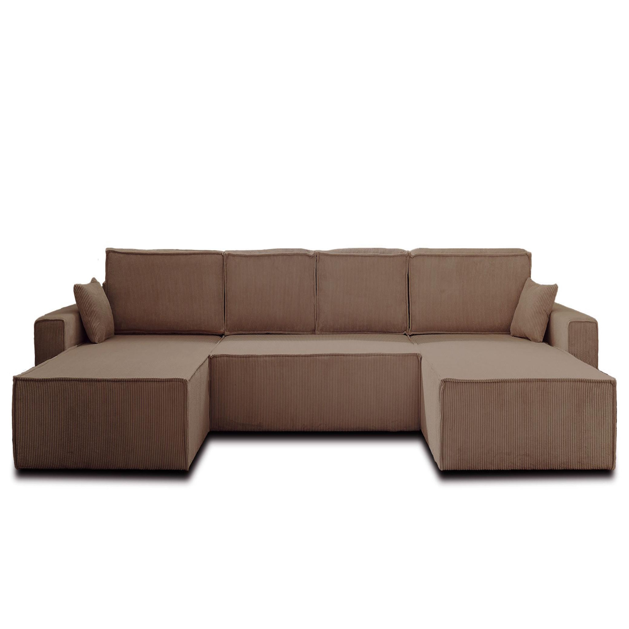Voir la diapositive 6 : BEST MOBILIER Dellia - canapé panoramique en u - 7 places - convertible - avec coffre - en velours côtelé