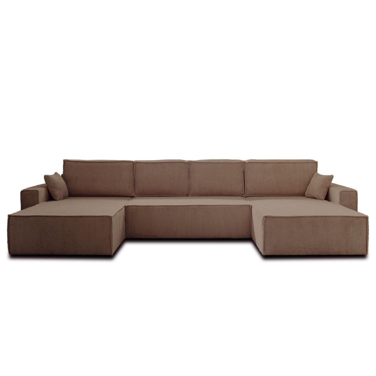 BEST MOBILIER Dellia - canapé panoramique en u - 7 places - convertible - avec coffre - en velours côtelé