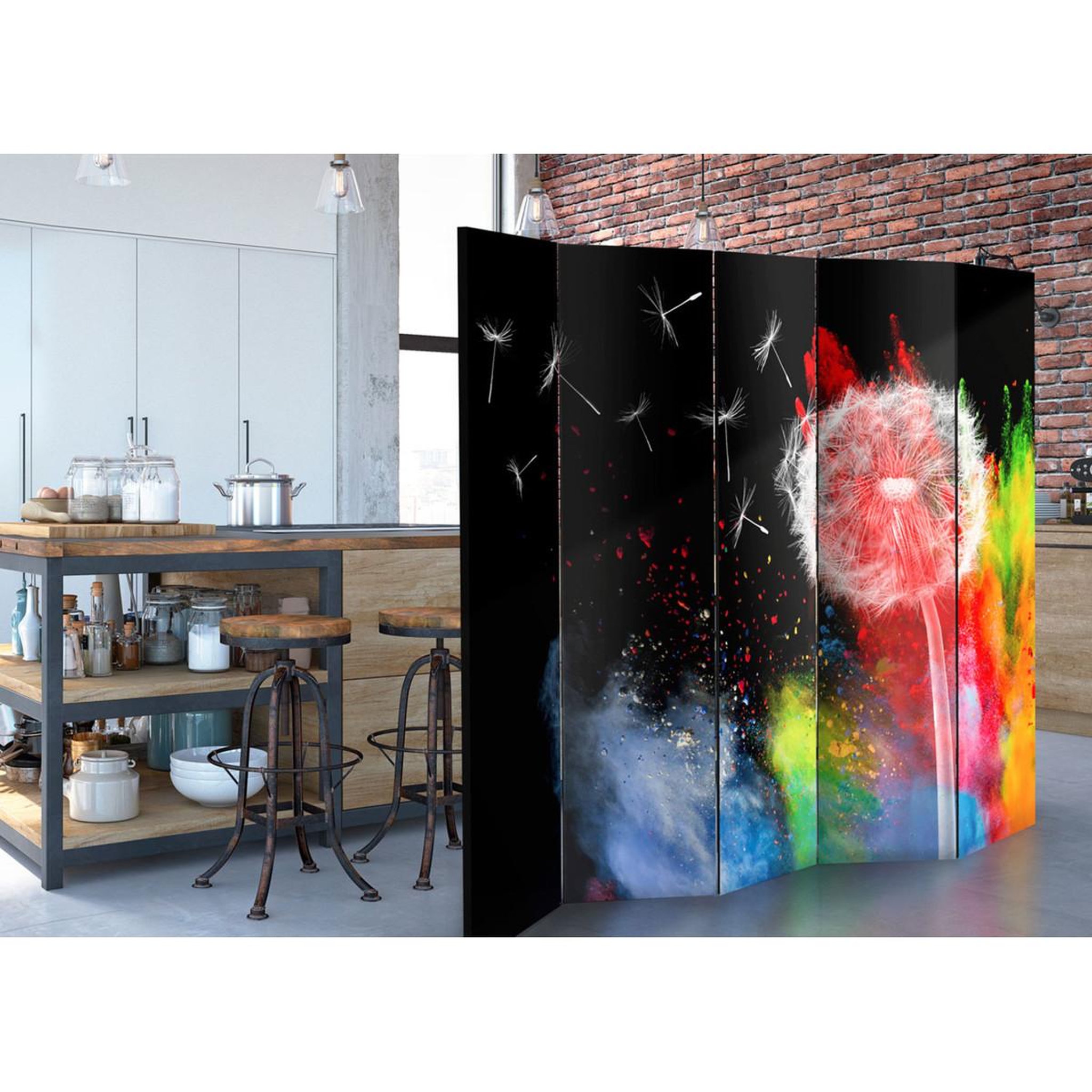 Voir la diapositive 2 : Paris Prix Paravent 5 volets  colourful element  172x225cm