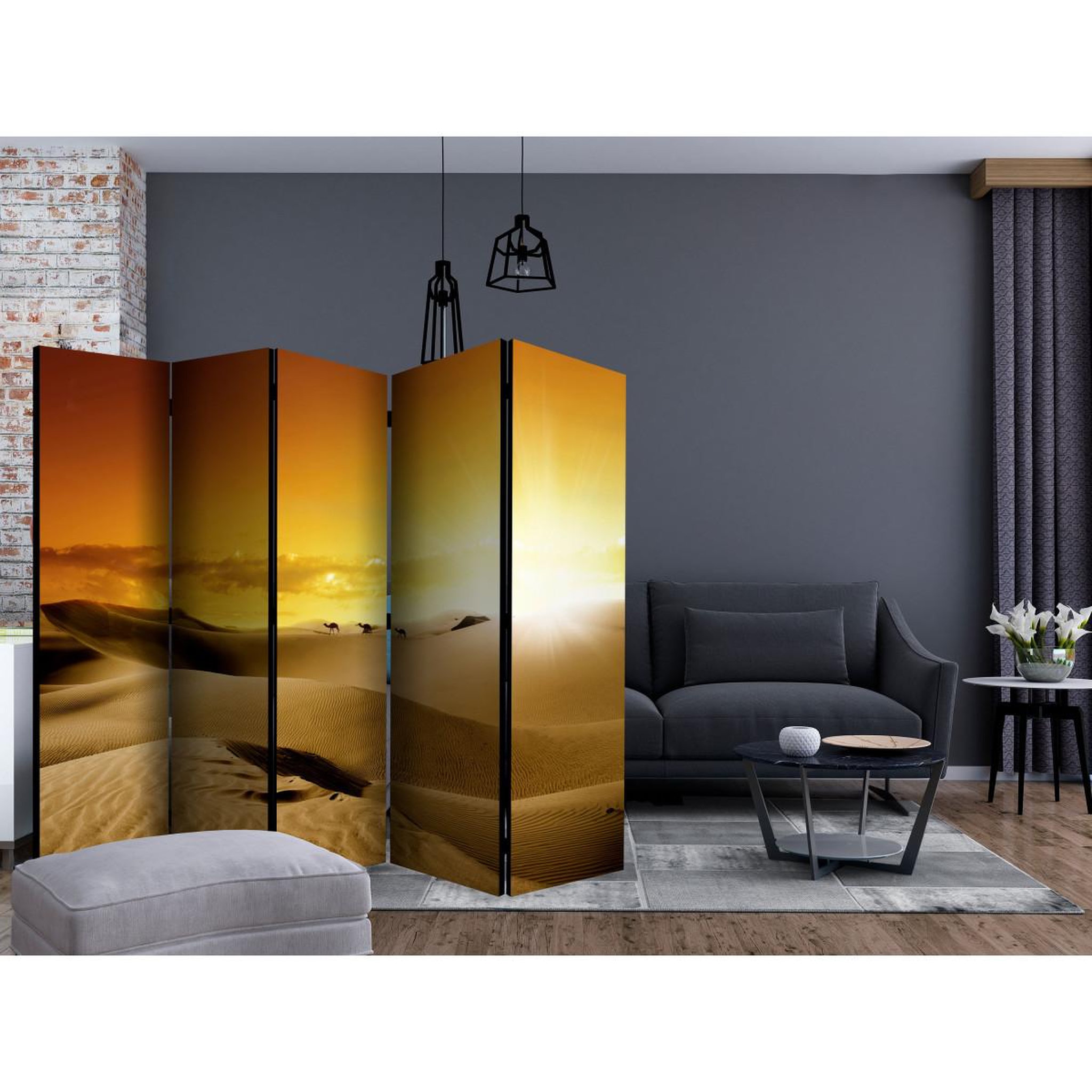 Voir la diapositive 2 : Paris Prix Paravent 5 volets  march of camels  172x225cm