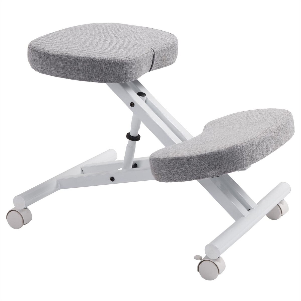 IDIMEX Tabouret ergonomique ROBERT siège ajustable repose genoux chaise de  bureau sans dossier, en métal noir et assise rembourrée gris pas cher 