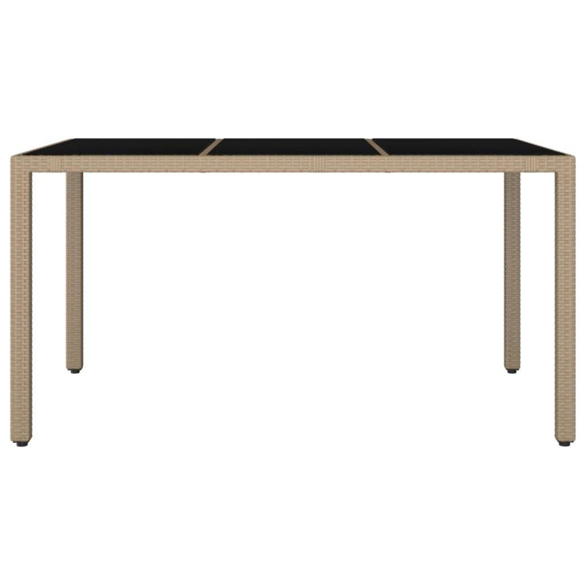 VIDAXL Table de jardin plateau en verre Resine tressee verre trempe