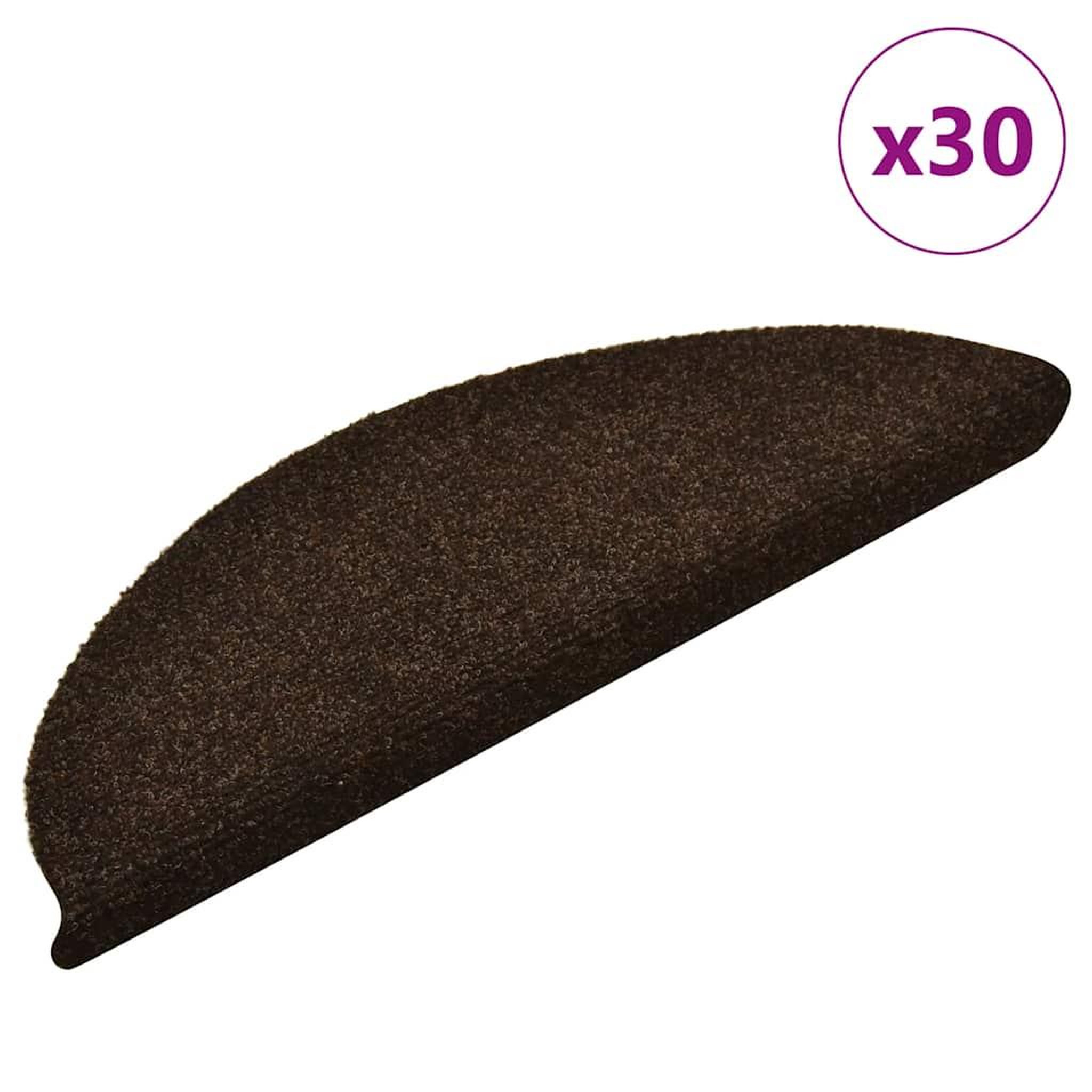 VIDAXL Tapis d'escalier autocollant 30 pcs marron fonce 56x17x3 cm