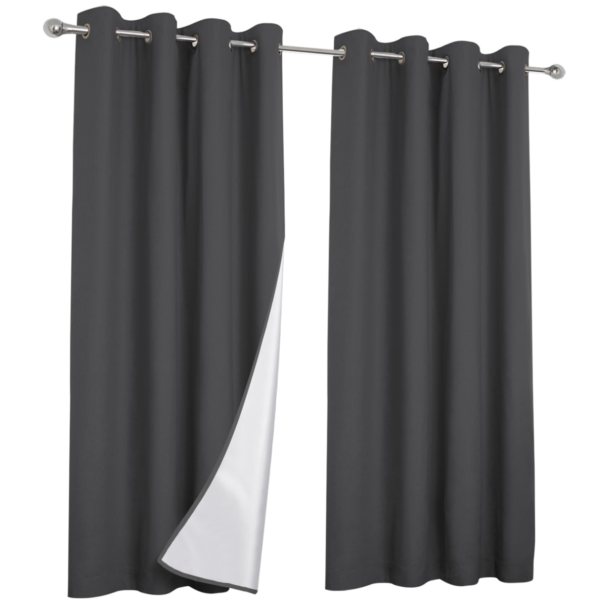 ID MARKET Lot de 2 rideaux thermiques gris anthracite 135x240 cm
