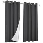 ID MARKET Lot de 2 rideaux thermiques gris anthracite 135x240 cm