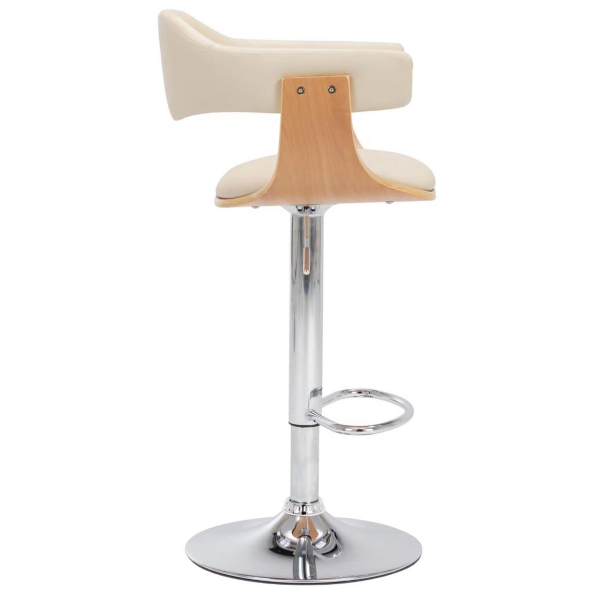 VIDAXL Tabourets de bar lot de 2 creme bois courbe et similicuir