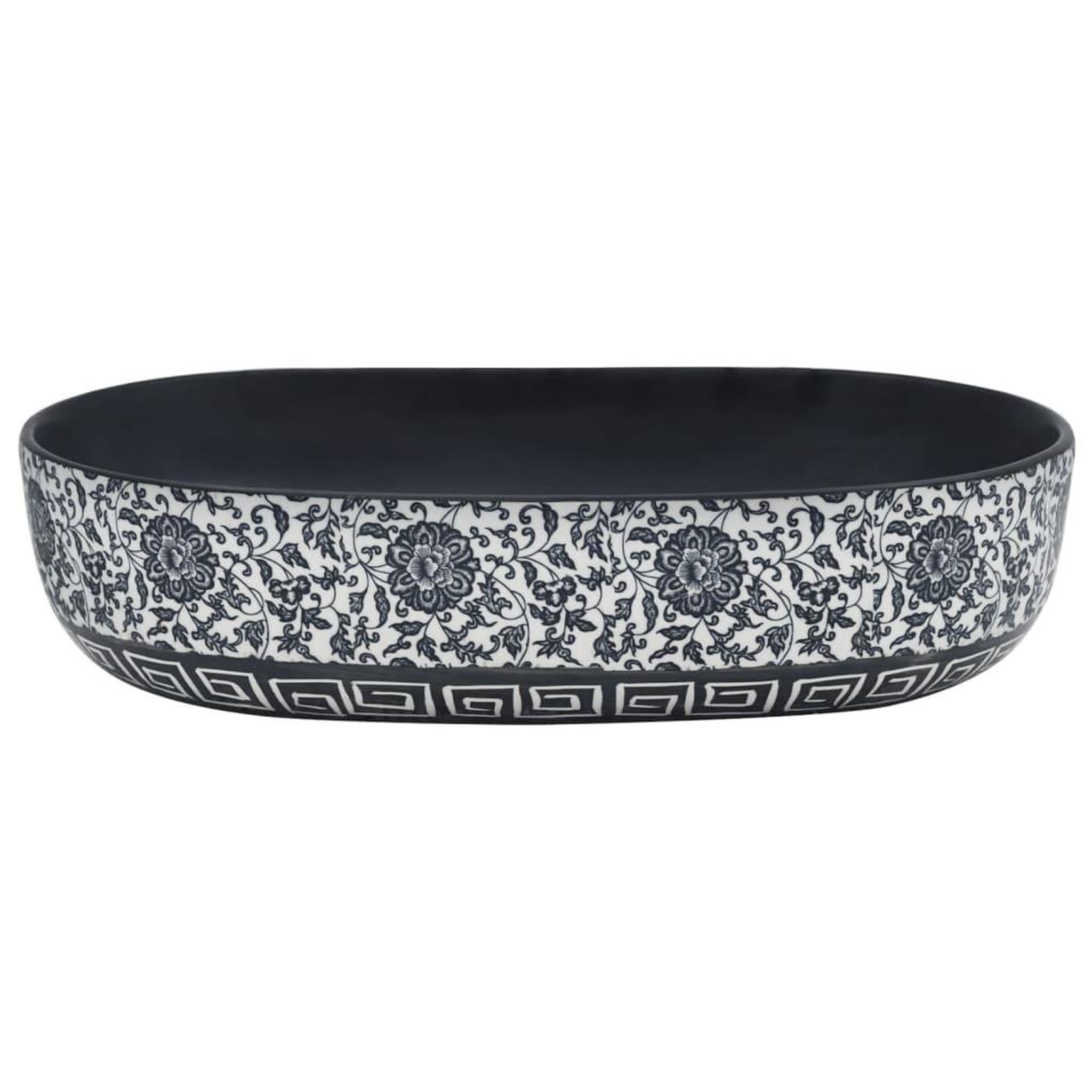 Voir la diapositive 3 : VIDAXL Vasque a poser noir et bleu ovale 59x40x14 cm ceramique