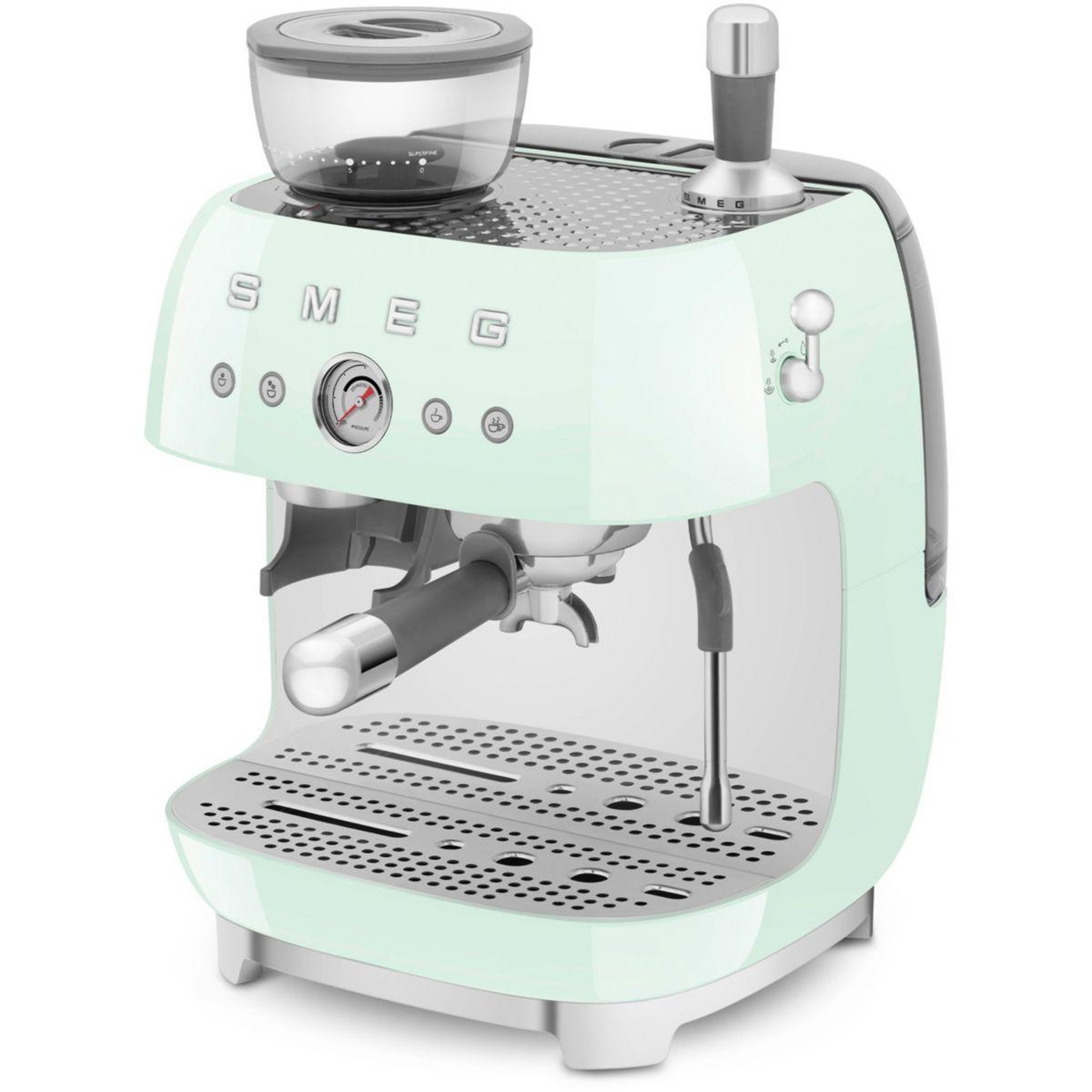 Voir la diapositive 2 : SMEG Expresso broyeur egf03pgeu vert d'eau