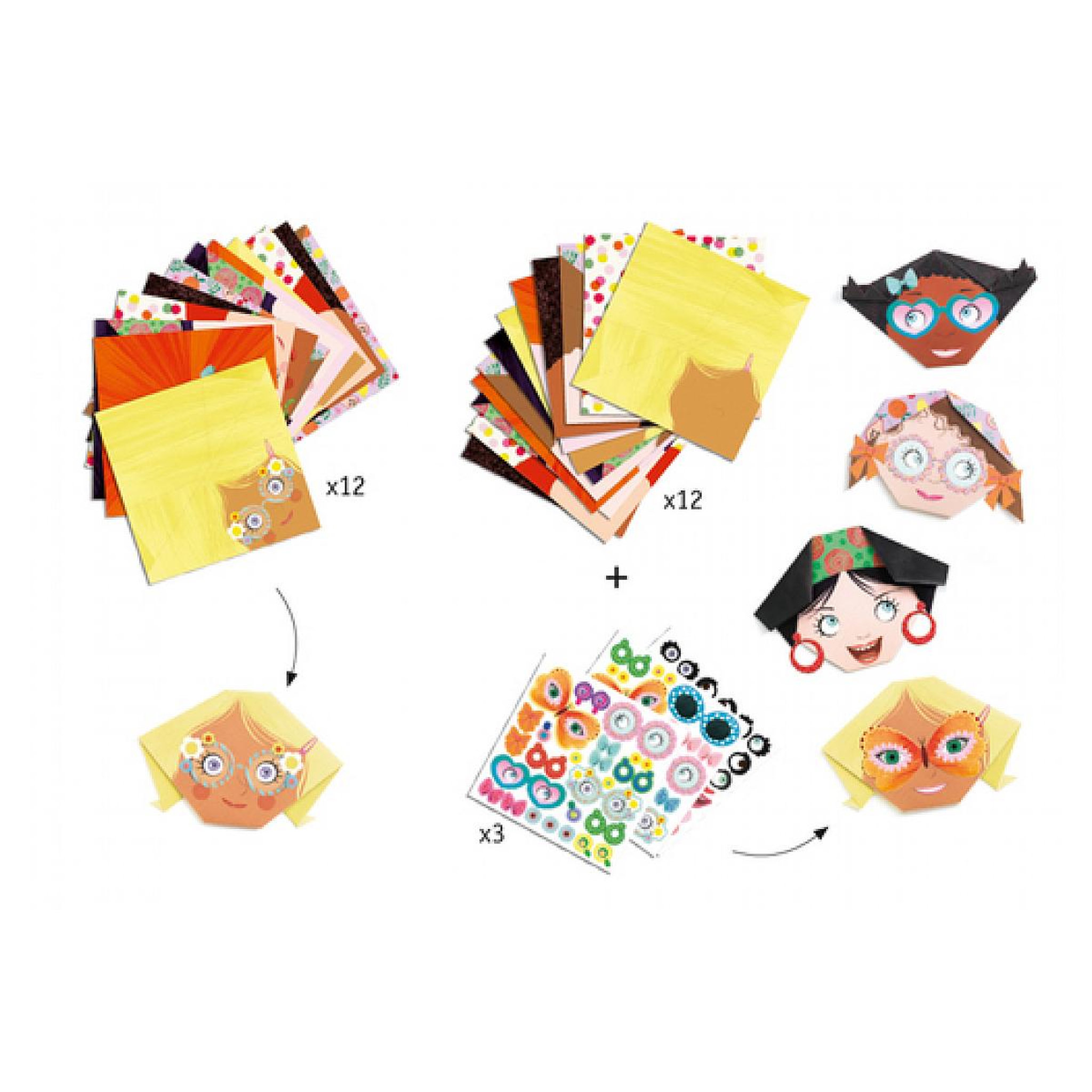 Voir la diapositive 2 : Djeco Pochette origami frimousse