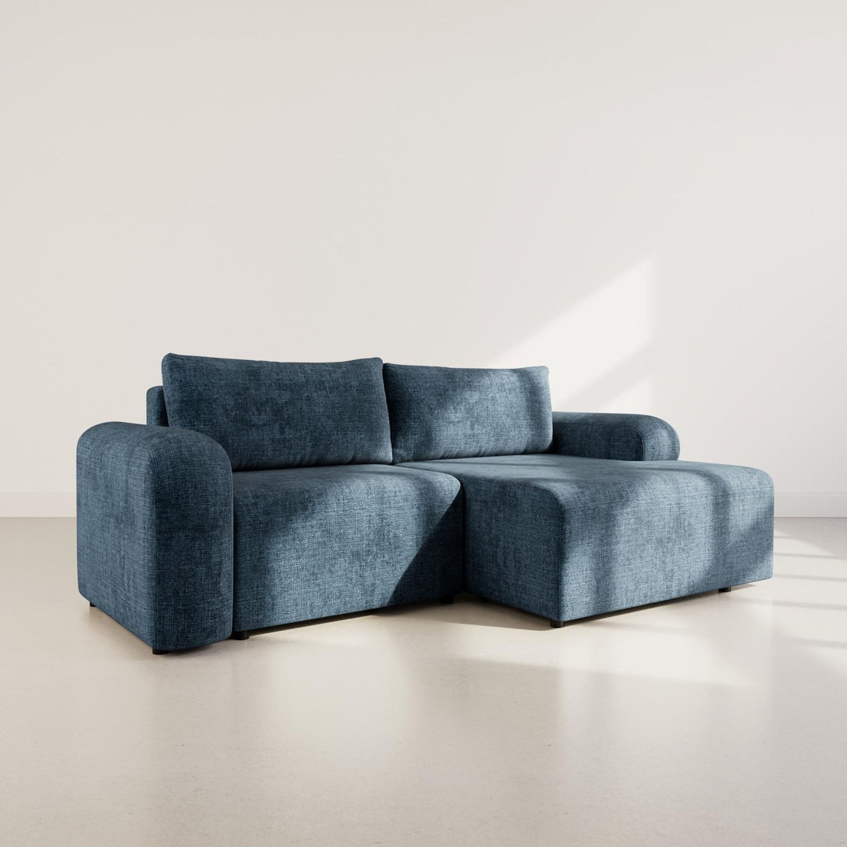 BEST MOBILIER Rebecca - canapé d'angle droit 4 places convertible avec coffre en velours texturé