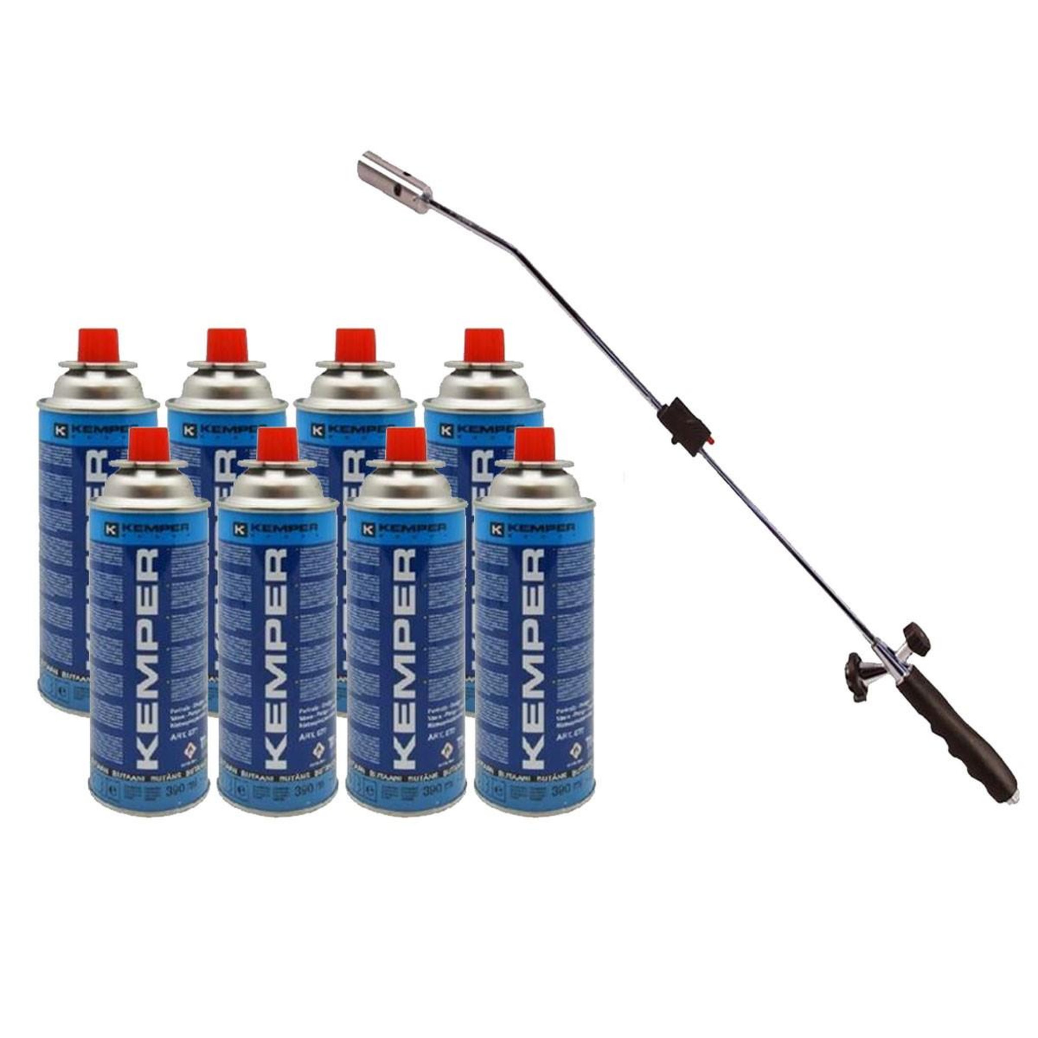 Kemper Desherbeur thermique piezo chalumeau gaz + 8 recharges gaz kemper
