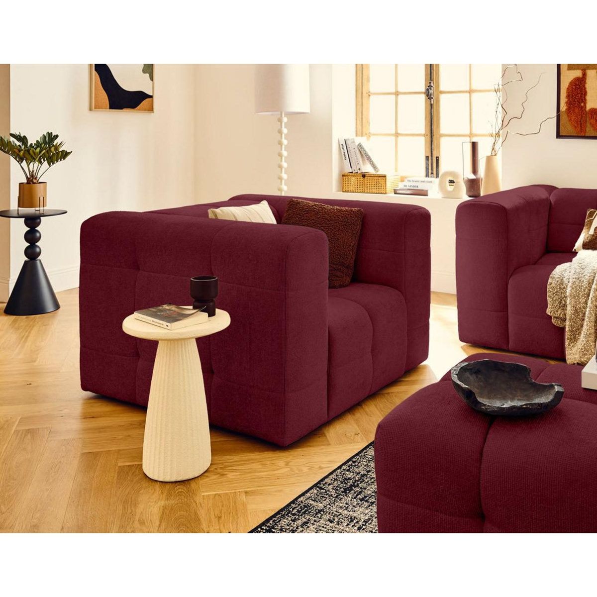 LISA DESIGN Suzano - fauteuil en tissu texturé