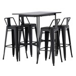 Paris Prix Ensemble Table de Bar & 4 Tabourets  Rax & Tempe  120cm Noir