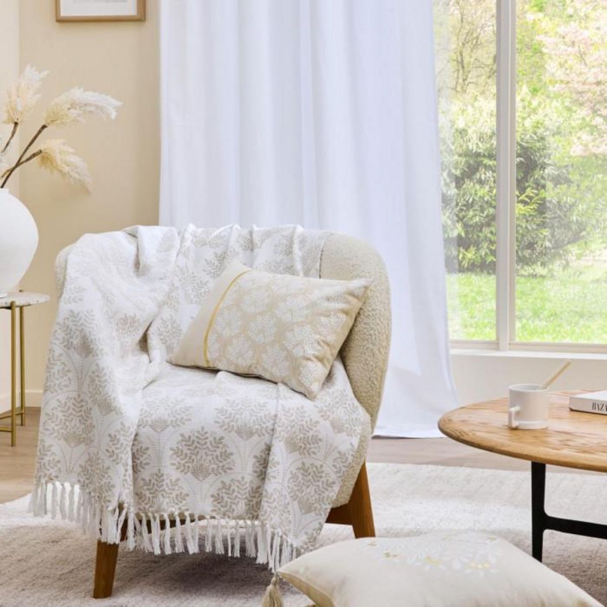 Paris Prix Coussin Déco Imprimé  Majestia  30x50cm Beige