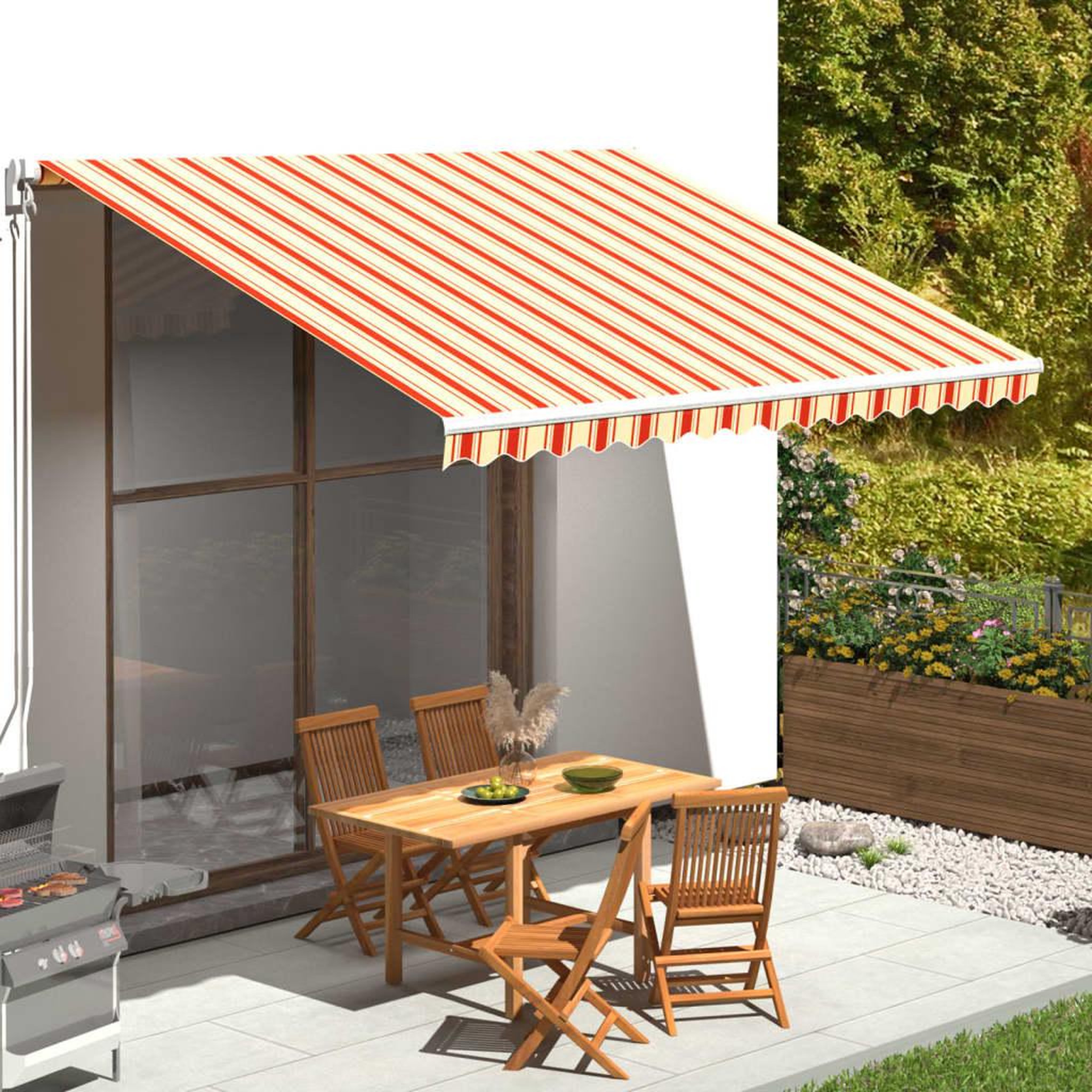 Voir la diapositive 1 : VIDAXL Tissu de remplacement pour auvent Jaune et orange 4x3,5 m