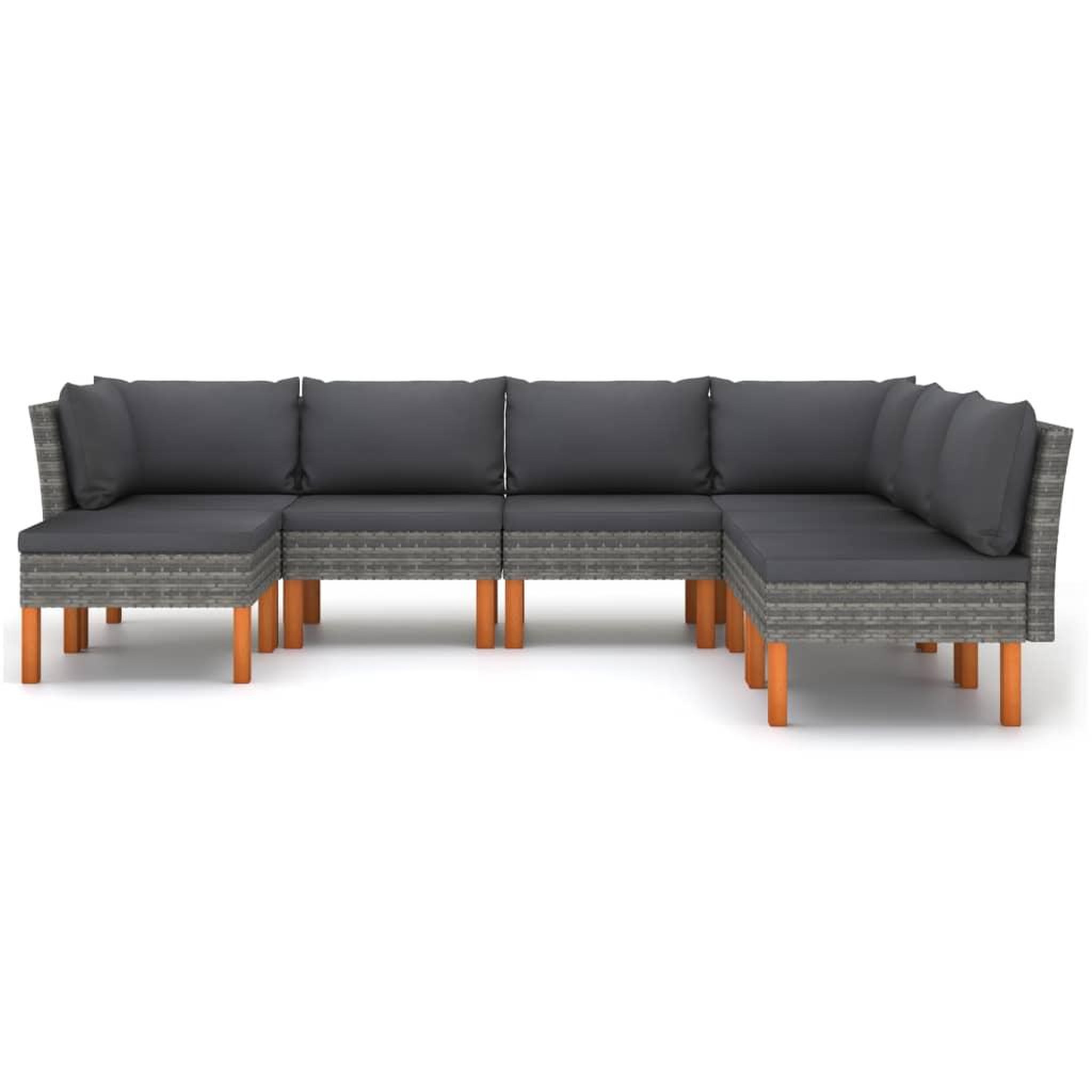 Voir la diapositive 3 : VIDAXL Salon de jardin 7 pcs avec coussins Resine tressee Gris