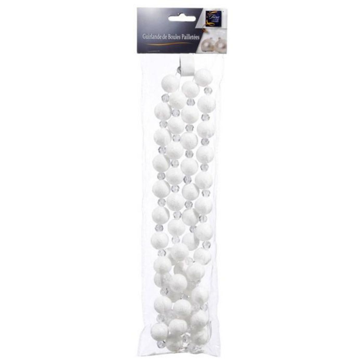 FEERIC LIGHT & CHRISTMAS Guirlande de Noël Perles  Polaire  144cm Blanc
