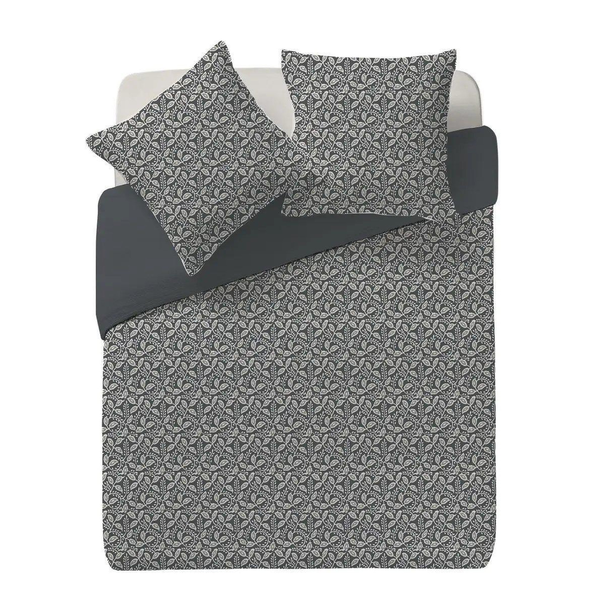 Voir la diapositive 2 : ATMOSPHERA Parure de lit 3 pièces  motifs  240x220cm gris