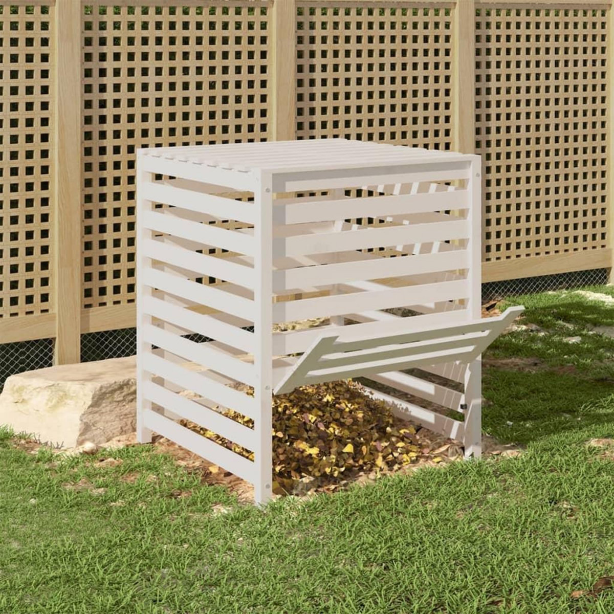 VIDAXL Composteur Blanc 82,5x82,5x99,5 cm Bois massif de pin