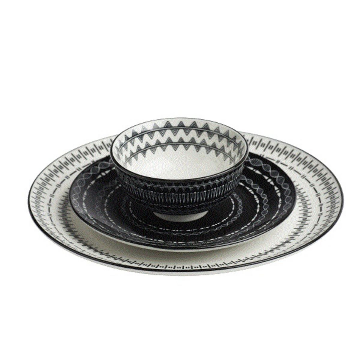 ACTUEL Service d'assiettes de 18 pièces HANOI NOIR