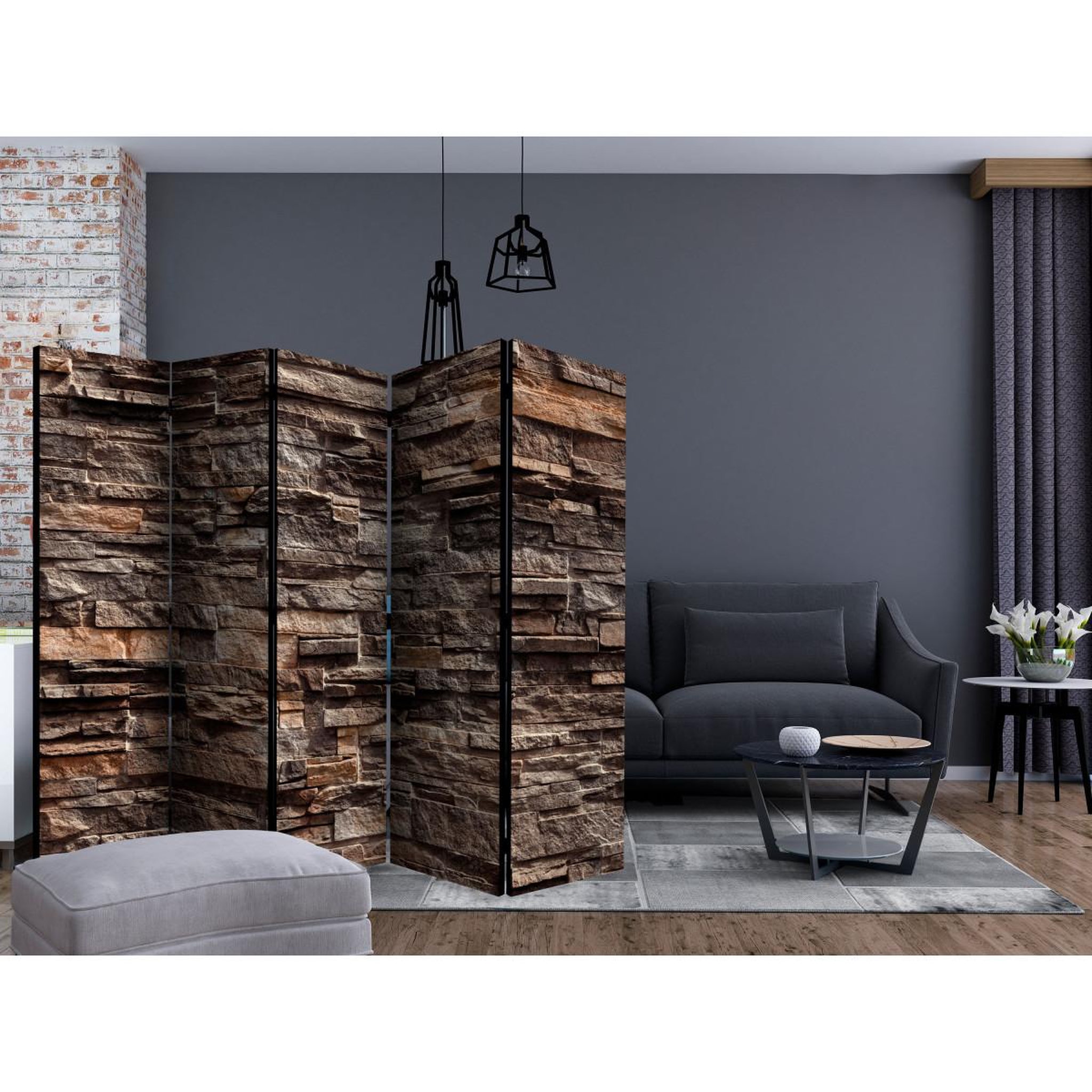 Voir la diapositive 2 : Paris Prix Paravent 5 volets  stylish bronze  172x225cm