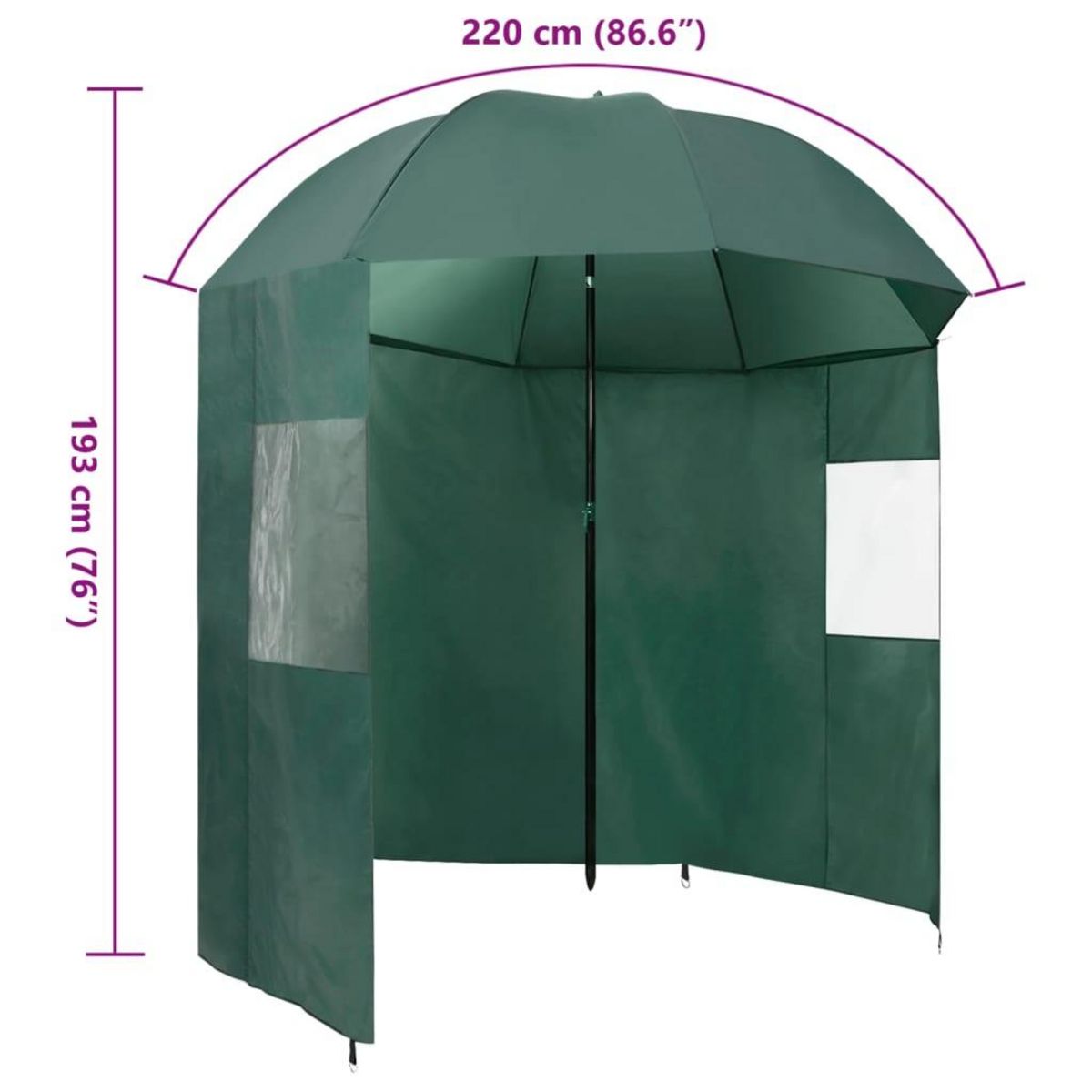 VIDAXL Parapluie de peche Vert 220x193 cm