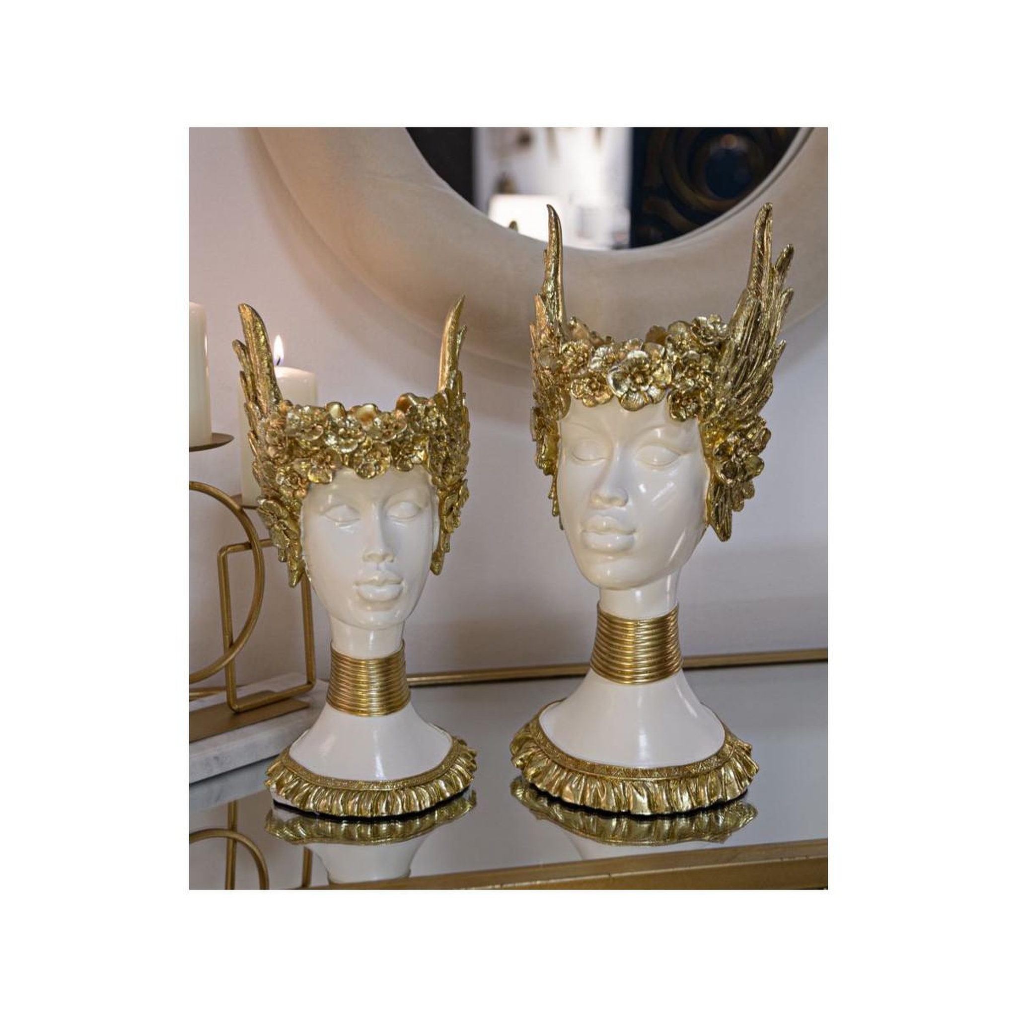 Voir la diapositive 6 : Paris Prix Statuette buste femme  athena  38cm blanc & or